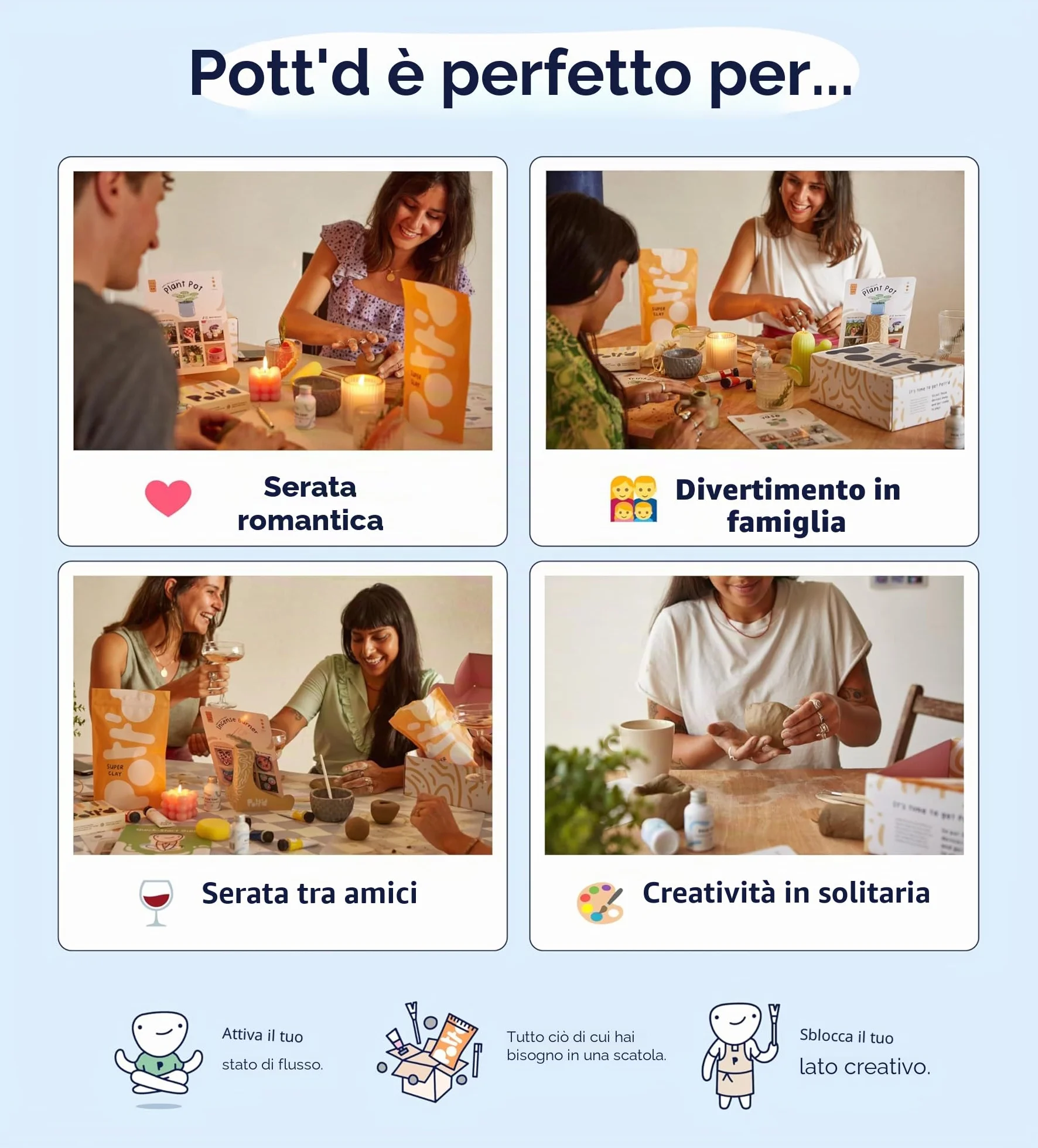 Pott'd Kit di Argilla senza cottura per Principianti. Kit fai da te creativo adulti comprendente argilla senza cottura, attrezzi, colori, pennelli, smalto e istruzioni passo-passo