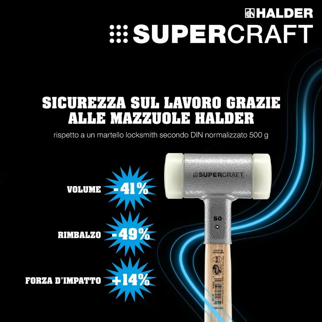 HALDER 3377.140 - Maza anti rebote metálico amarillo Supercraft Ø 40 mm