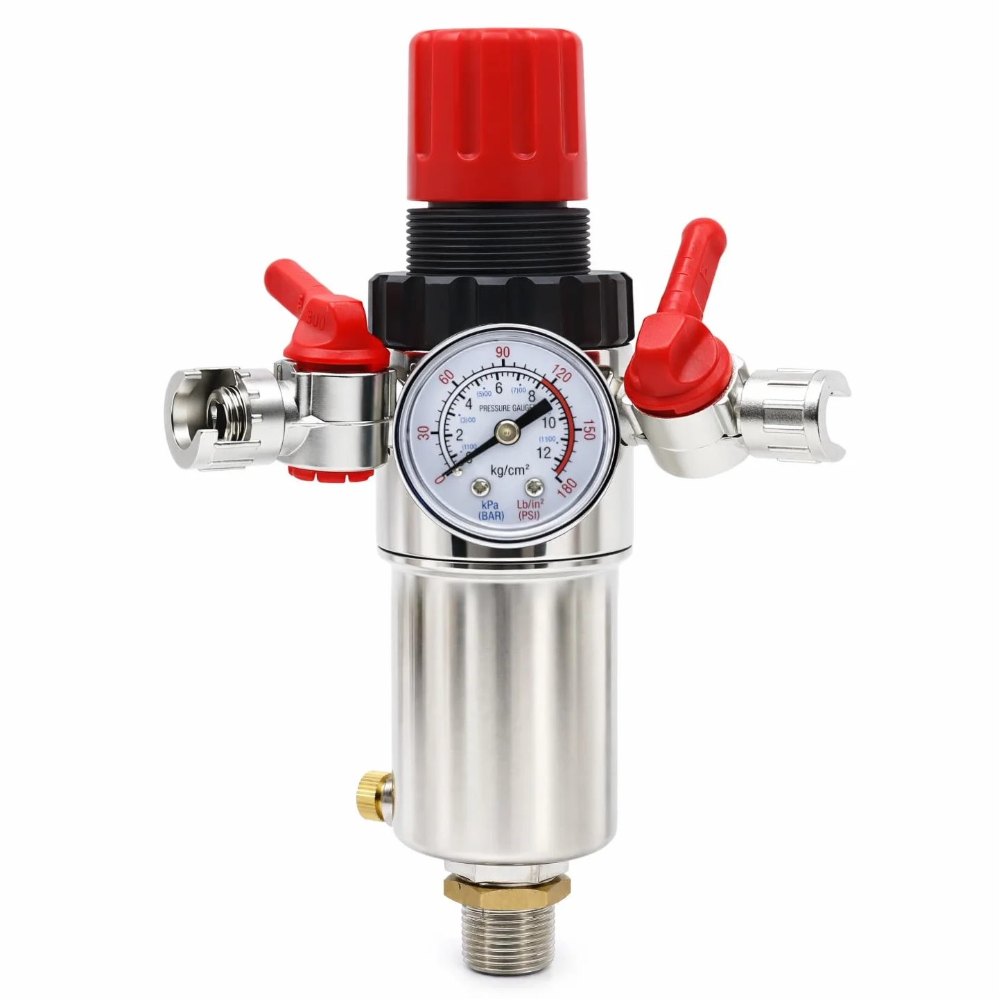 ORAZIO Regolatore Filtro Aria 3/8", Trappola Separatore d'Acqua per Compressore d'Aria con Valvola di Riduzione della Pressione e Manometro, Accessorio per Utensili Pneumatici 214107