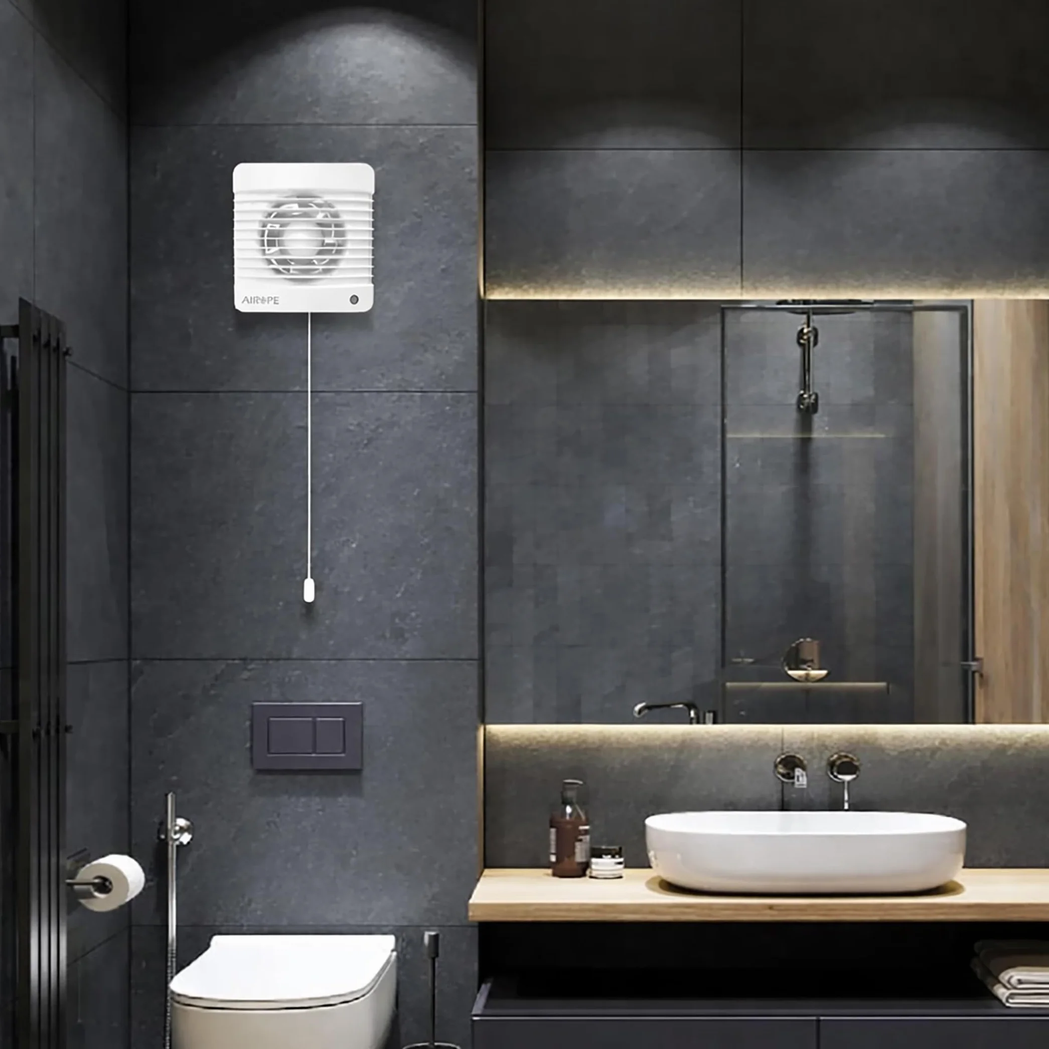Aspiratore Bagno 100 mm 7W 78 m³/h 26 dB Silenzioso con Valvola di Non Ritorno e Zanzariera
