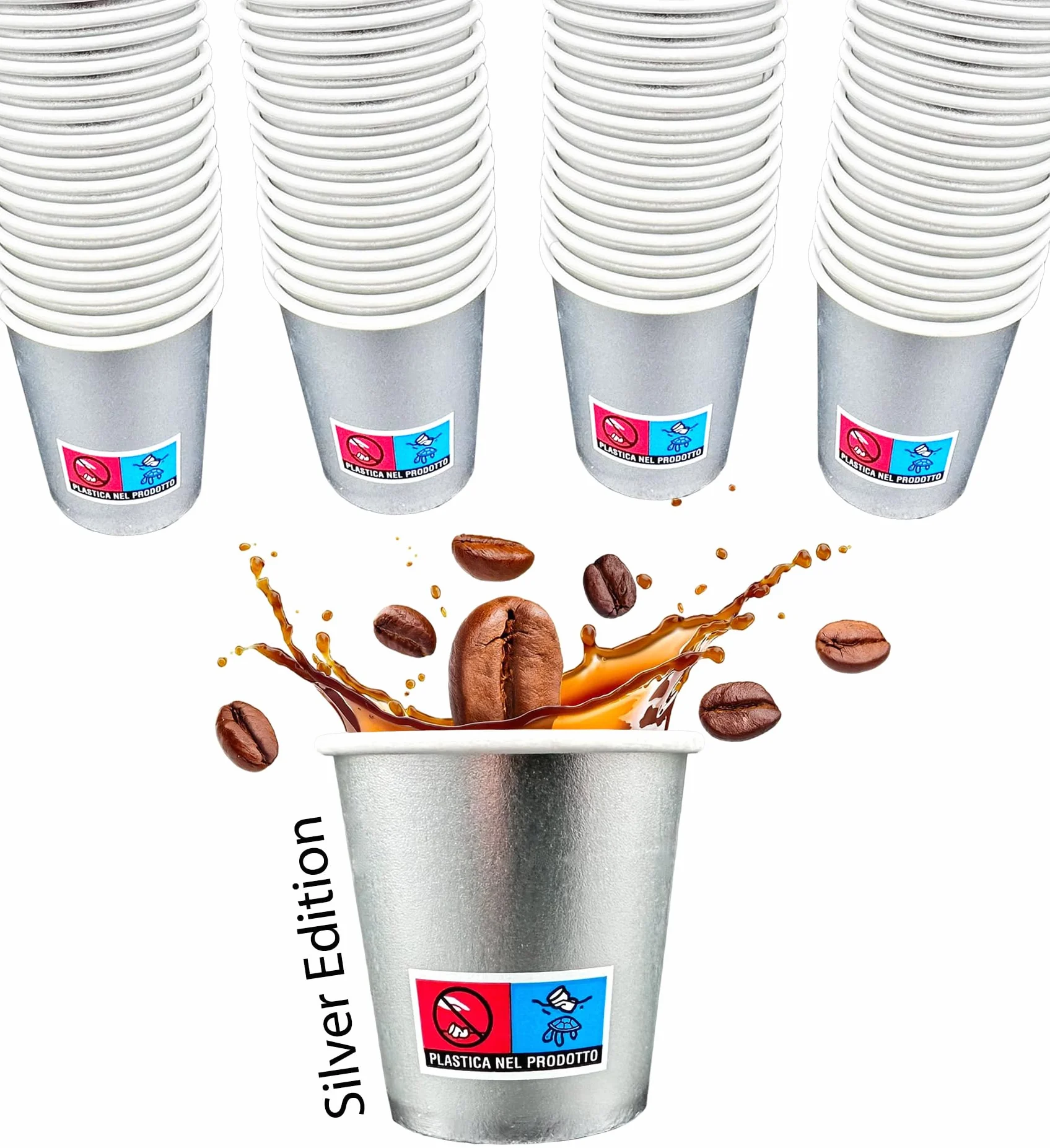 Bicchierini Caffè monouso 65ml 1000 pezzi Silver Edition