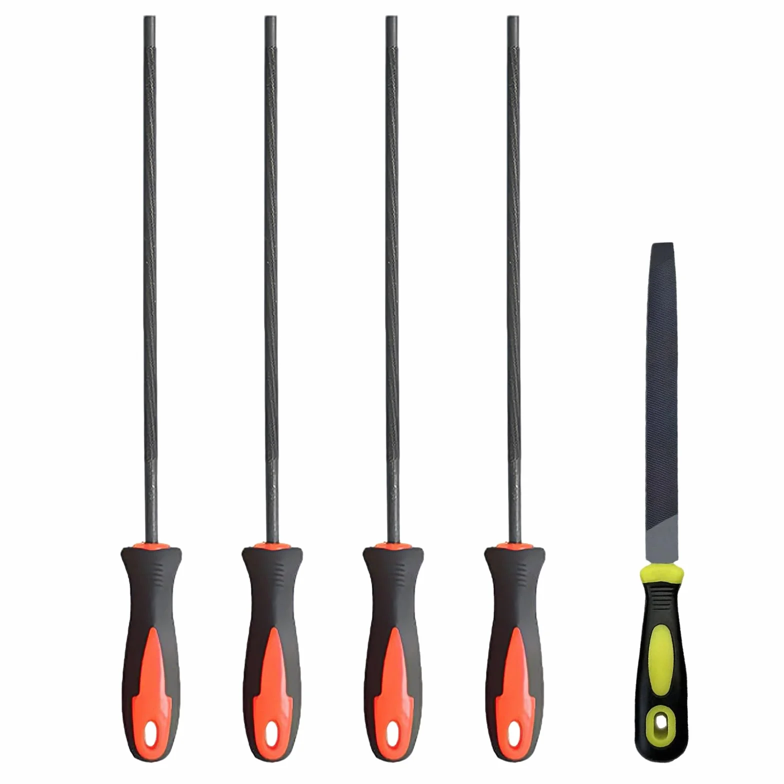 Set 5 Lime per Motosega – 4 Lima per Catena Motosega (3,2/4,0/4,8/5,5 mm) + Lima Piatta 6” (15 cm) – Kit Affilatura Catena, Affilacatena Manuale Fai da Te