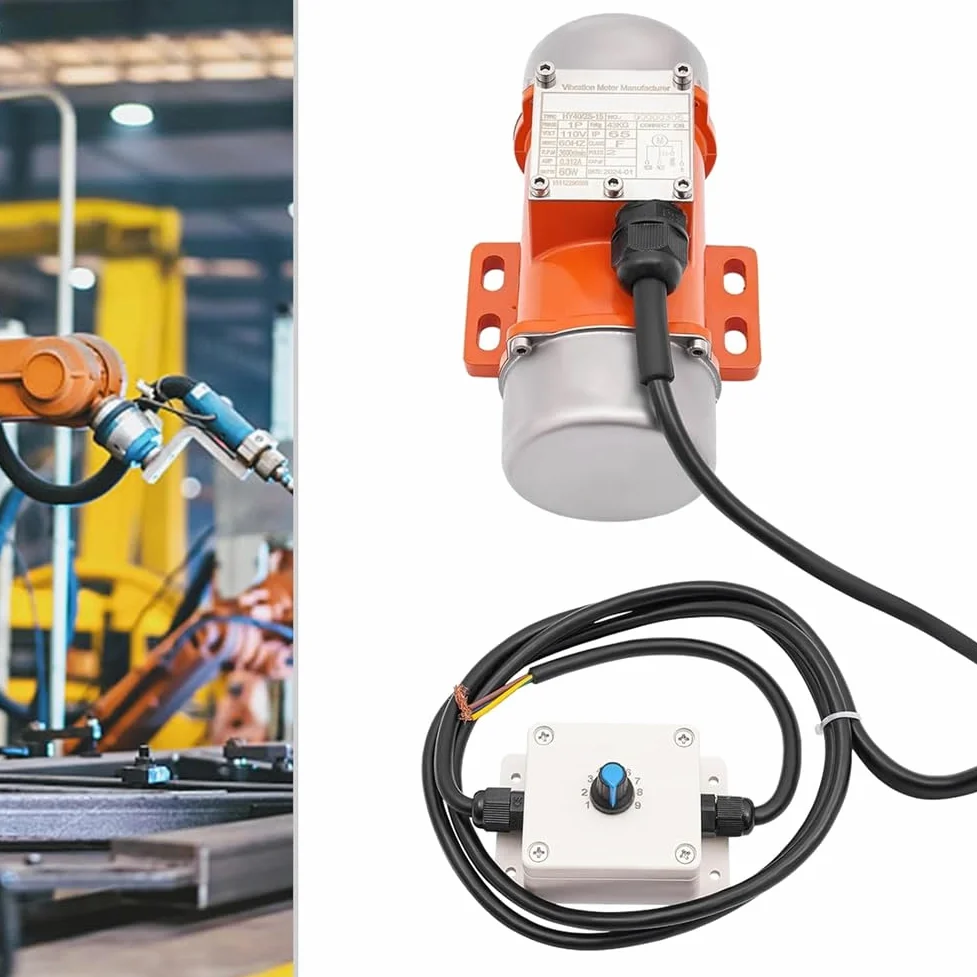 Motore di vibrazione per vibratore a calcestruzzo 60 W, motore di vibrazione a calcestruzzo a 9 velocità AC 110 V 3600 /Min, vibratore per calcestruzzo con alloggiamento in lega