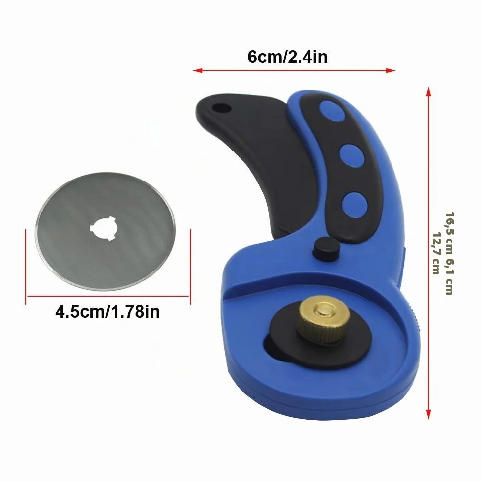 Taglierina rotante, CESFONJER taglierina per tessuti inclusa lama e 4 pezzi di ricariche da 45 mm, taglierina per taglierino Blu Nero adatta per tessuti per trapuntatura, artigianato artistico