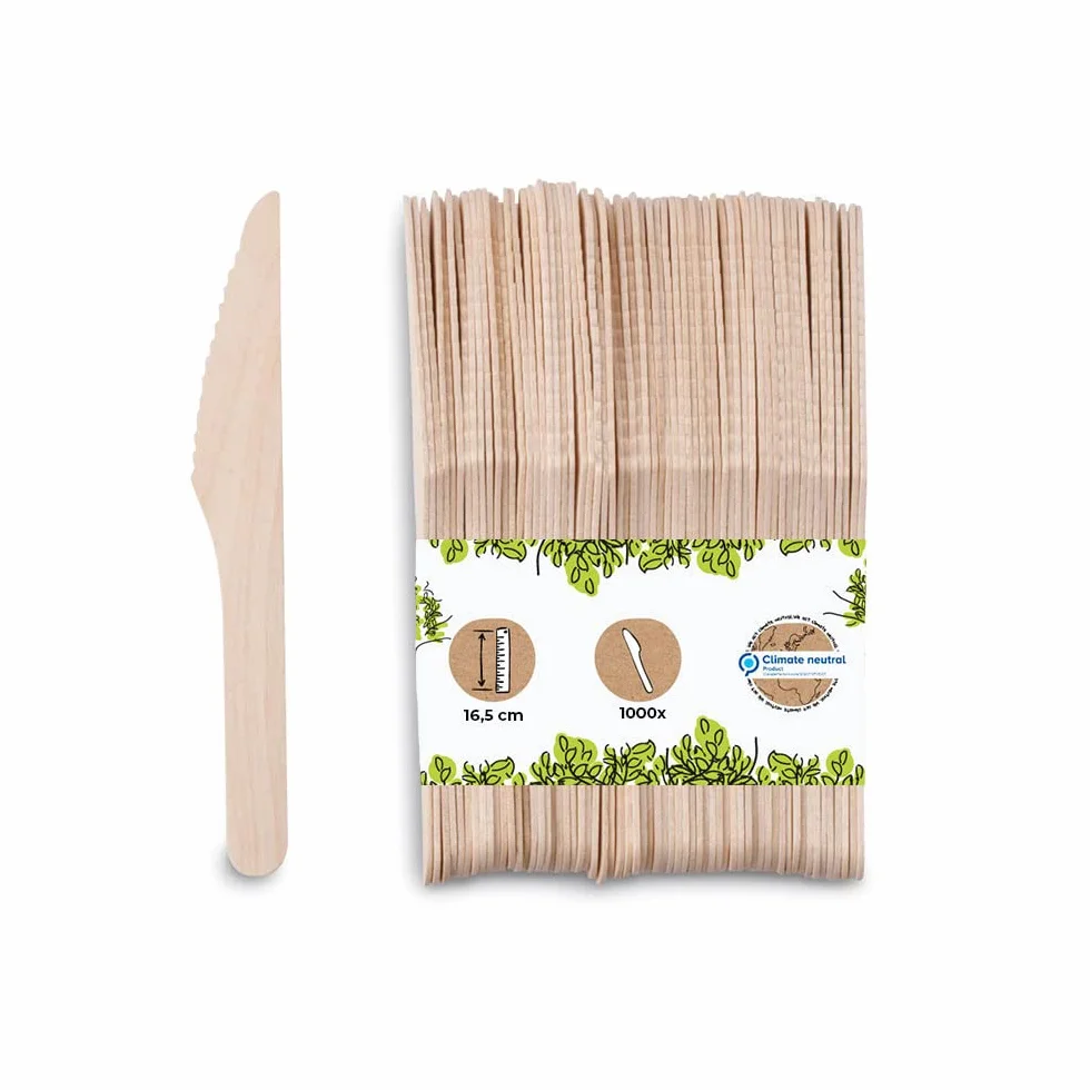 BIOZOYG Coltello di legno posate monouso set da tavola usa e getta