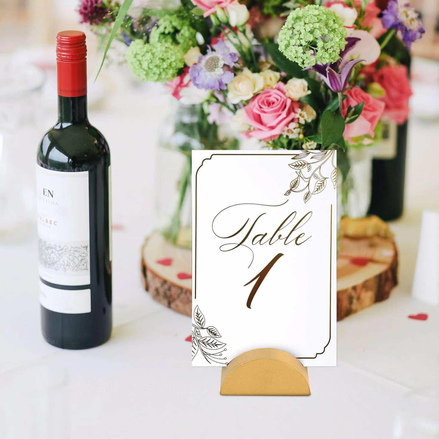 8 pz Supporti per Numeri da Tavolo, Segnaposto Moderni Porta Carte Nome Tavolo Clip Portafoto Design Semicircolare per Banchetti di Nozze Anniversario Festa di Compleanno (Oro)