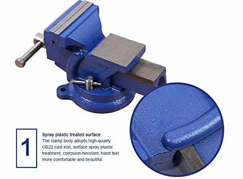 KATSU Morsa da Banco 5" 125mm 5,2kg, Heavy Duty 360 Gradi Base Girevole Tornio Fresatrice Tavolo Morsetto da Banco per Meccanici e Ingegneri 402351