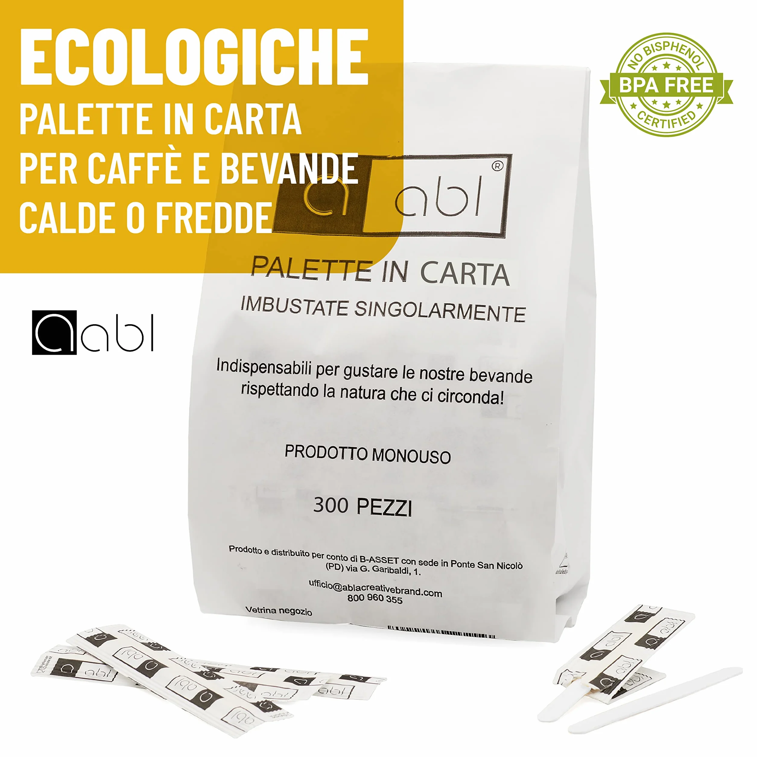 Palette Caffe Monouso in Carta Made in Italy Biodegradabili per Bevande Caffè Kit 100% Carta 300 sztuk