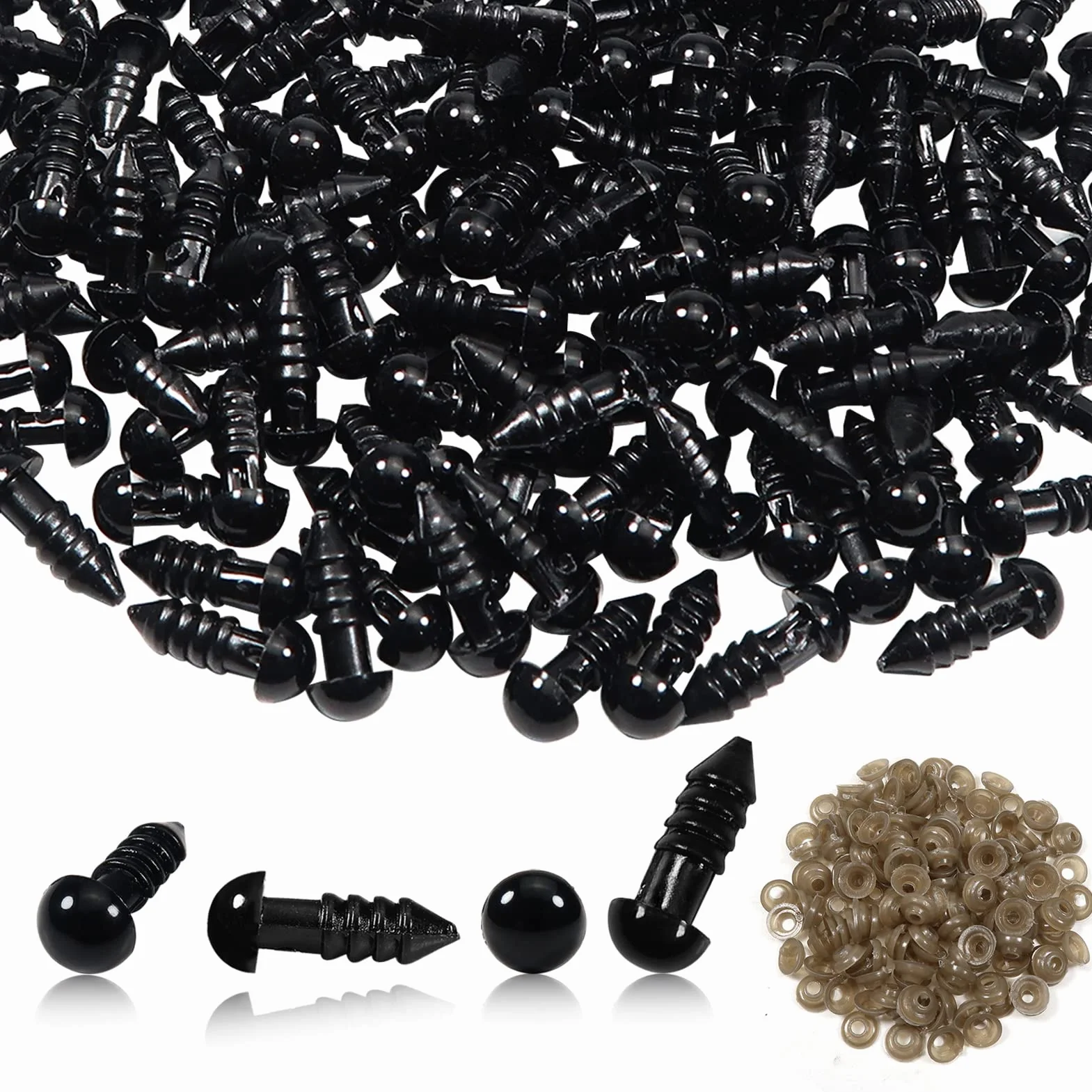 TOAOB 50 Pezzi Occhi di Sicurezza per Amigurumis con Rondelle 6 mm Nero Plastica Occhietti per Bambole Creazione Animale all'Uncinetto Pupazzi Creazione Artigianato Lavoretti