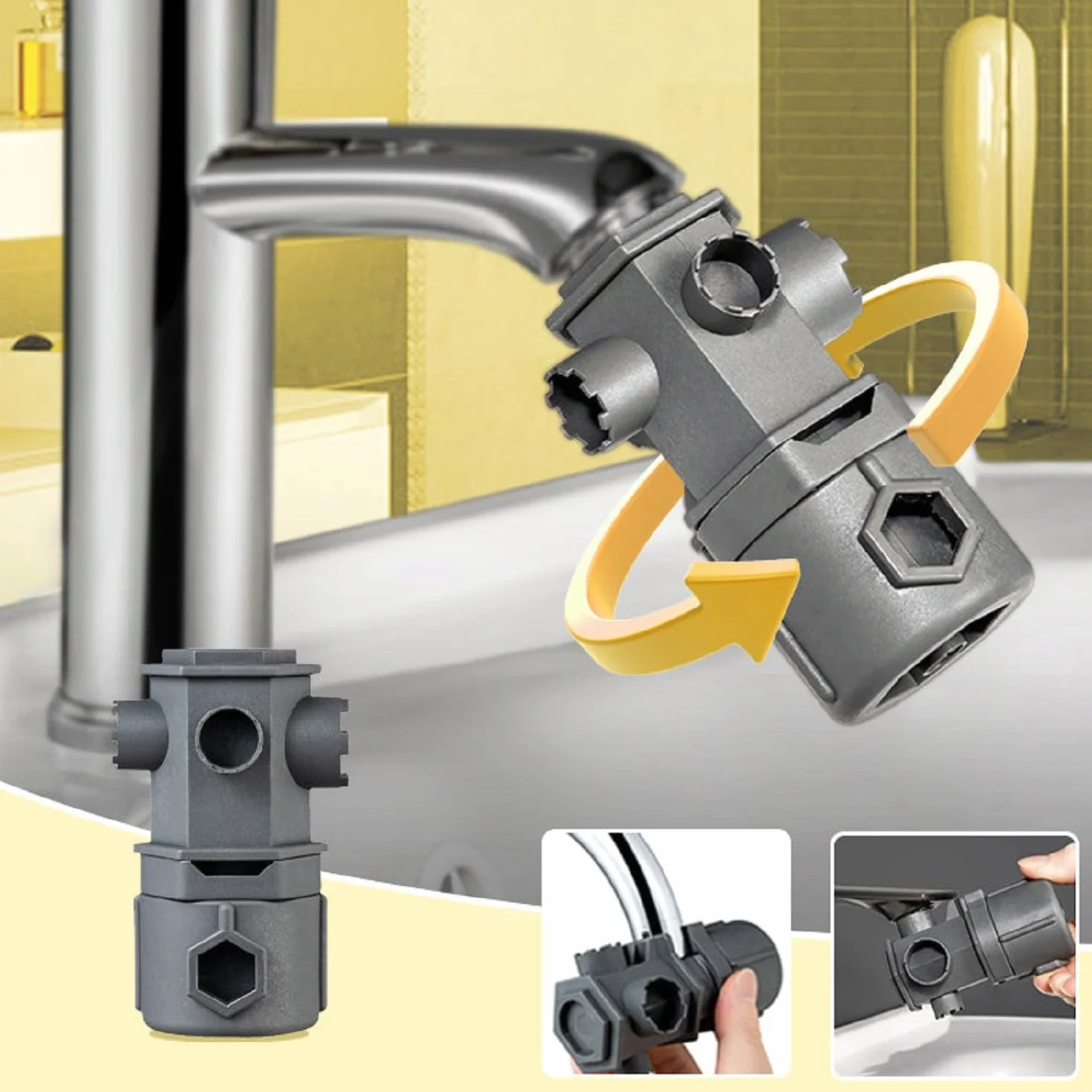 All in One Wrench Tool Set for Faucet, Multifunctional Faucet Wrench, 16 In 1 Multifunctional Wrench Tool Set, A Wide Range of Taps for Bathrooms and Kitchens, Wrench Tool Set for Faucet (1Pcs)