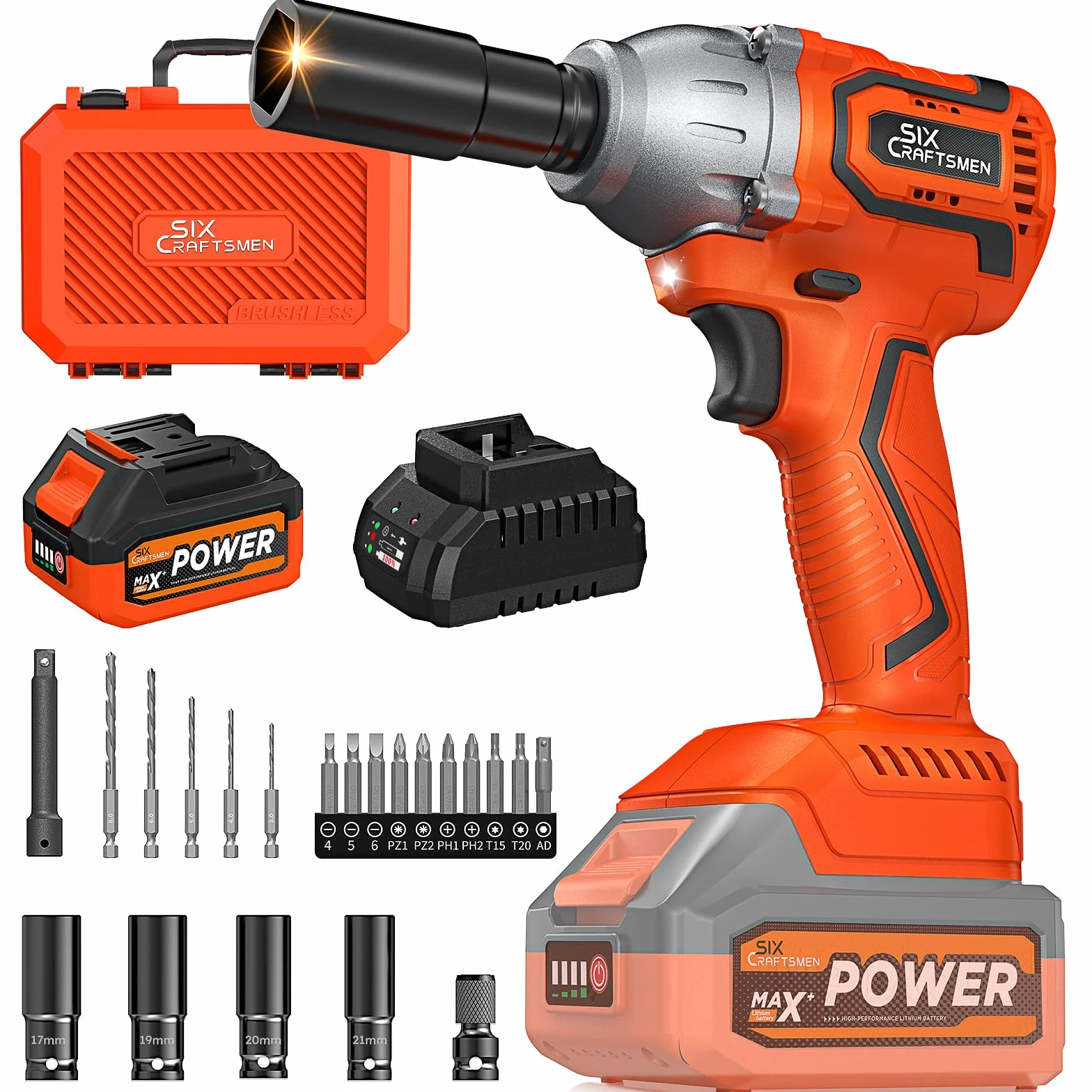 500 N.m Avvitatore a Impulsi Brushless 21V, 1/2" Avvitatore ad Impulsi, Avvitatore a Percussione con Batteria 4.0 Ah, Velocità Regolabile, Ideale per Fai da te, Mobili e Auto Leggere