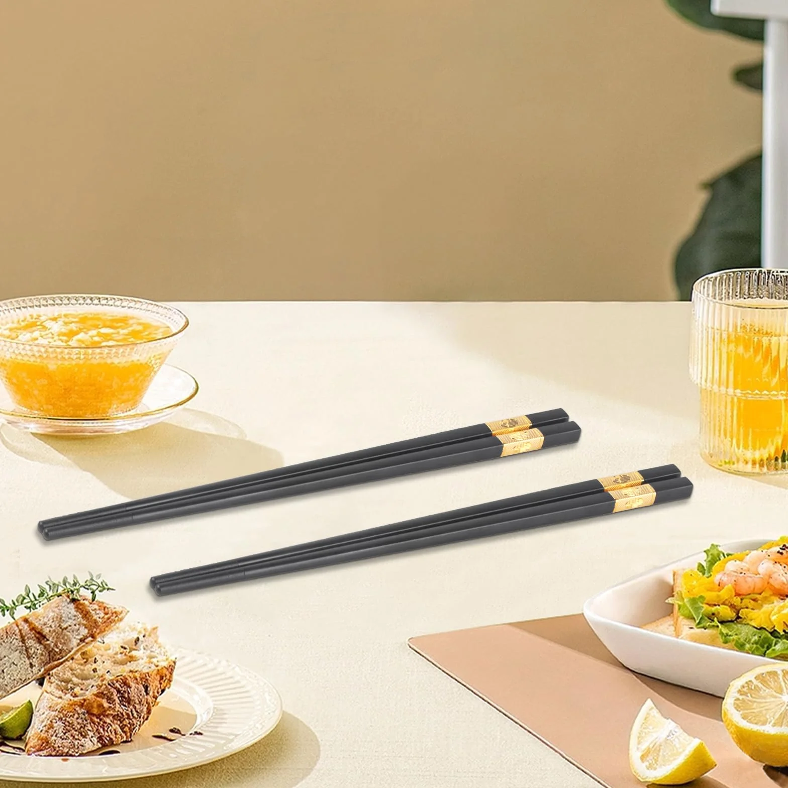 Bacchette Sushi in Lega Lavabili in Lavastoviglie Antiscivolo Nere