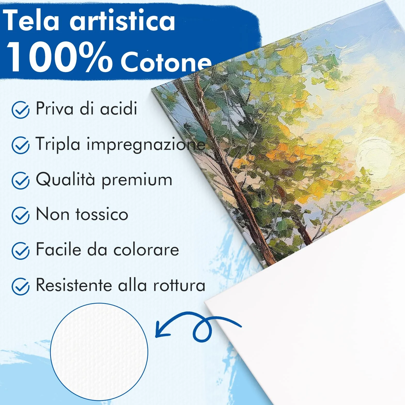 Tela da Dipingere 50 x 70 cm - Set di 3 Tele Bianche per Artisti, 100% Cotone, 280 g/m², Legno Certificato FSC, Spessore 1.7 cm, Tela Bianca per Pittura, Telo per Colori Acrilici, ad Olio, Tempere