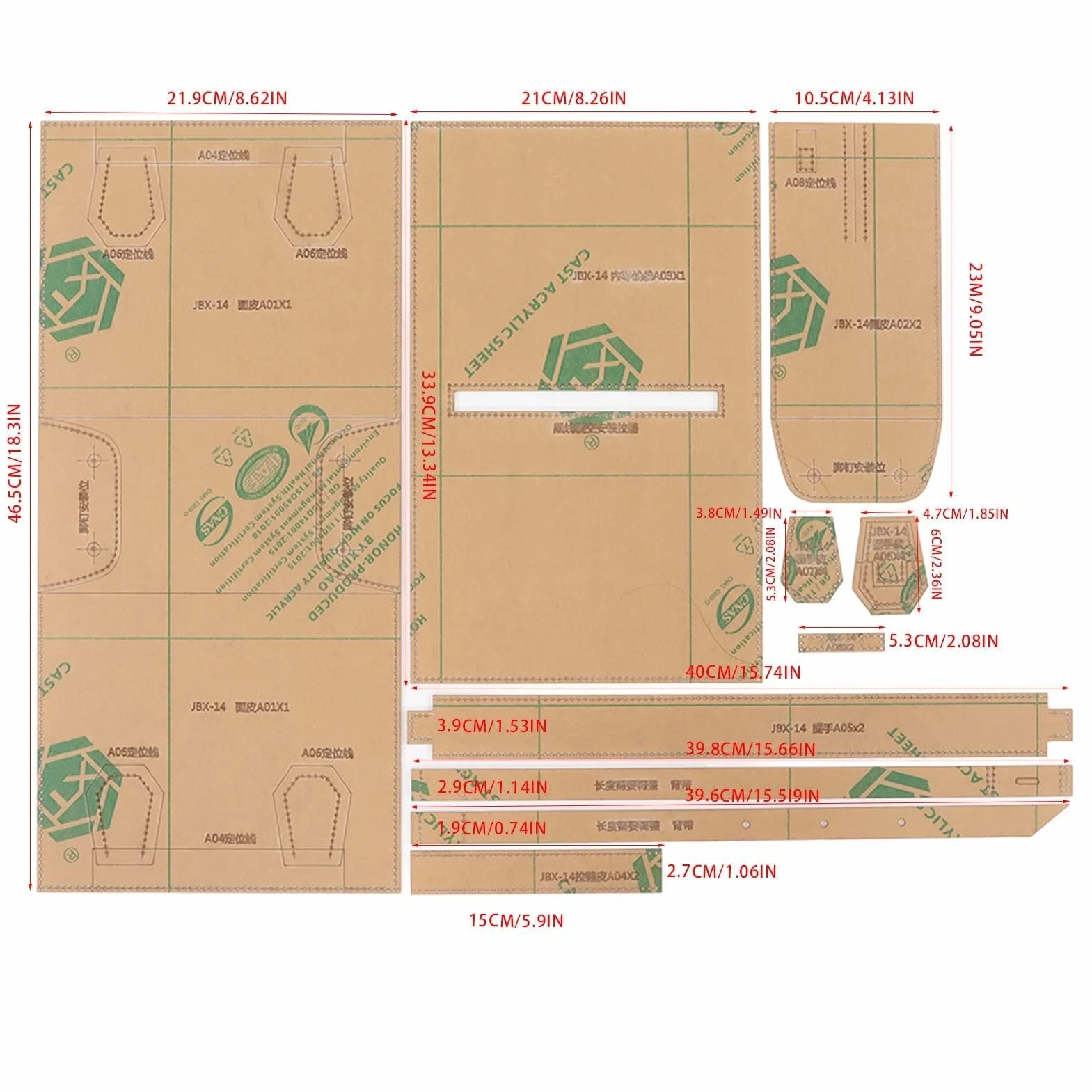 Modello Borsa Acrilico Artigianato Pelle Stencil Kit