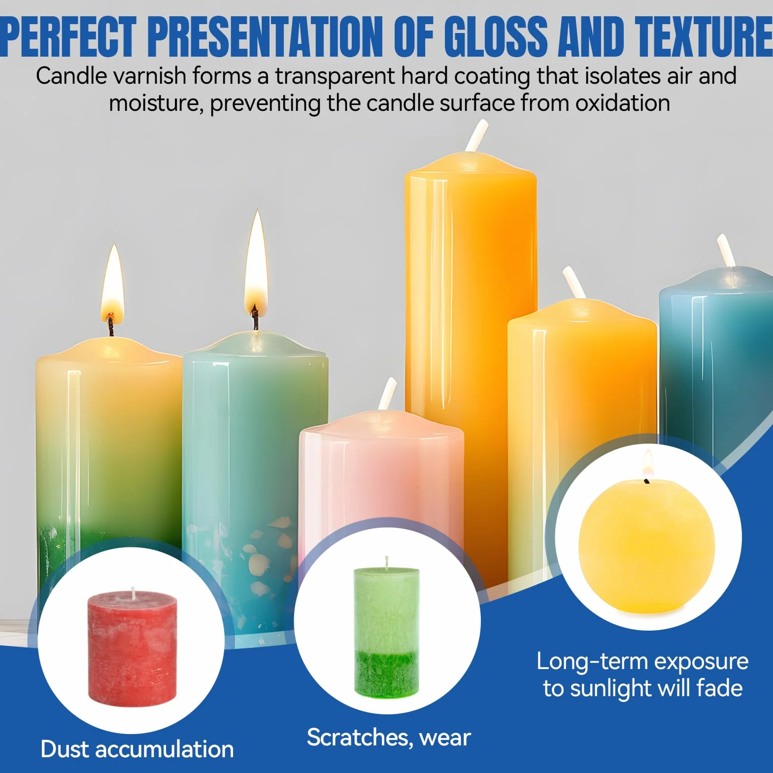 Vernice lucida per candele, Vernice Finale Lucida, Candele Vernice con Pennello High Gloss, Impermeabile, Fissaggio Del Colore, 200ml
