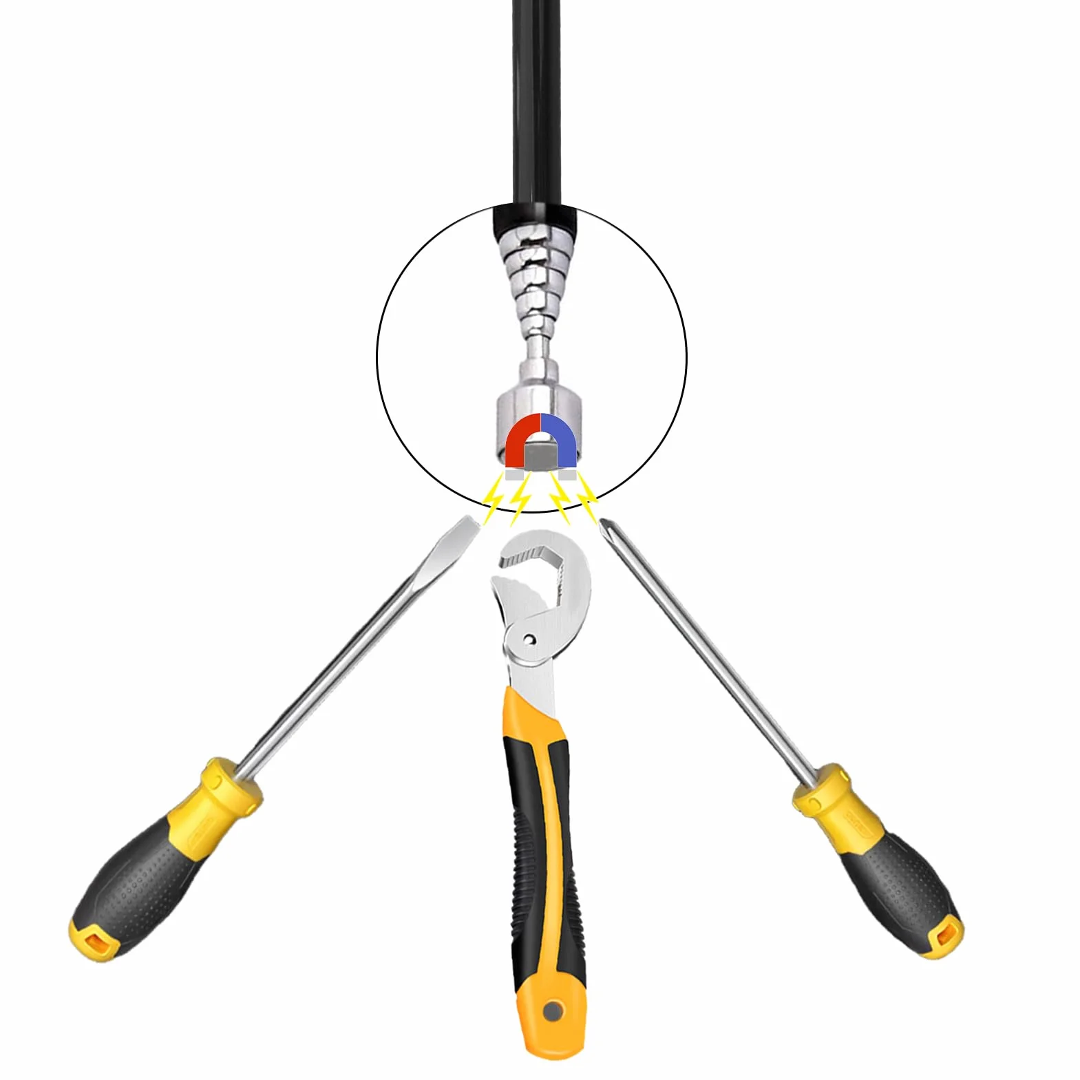 1 Pezzi Calamita Telescopica,Acciaio Inossidabile Calamita Telescopica,Asta Telescopica Magnetica,Strumento Magnetico per Pickup,per Chiavi,Monete,Viti,Penne e Oggetti Metallici,Fino a 62 cm