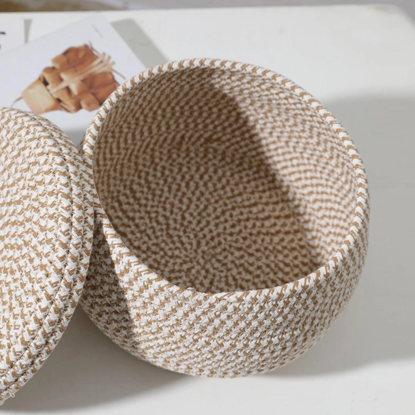 Cesto Portaoggetti In Corda Cestino Con Coperchio Tessitura Artigianale Materiale Paglia Peso 400g Stile Rustico Contenitore Per Riviste Piante Oggetti Vari Spazio Ridotto
