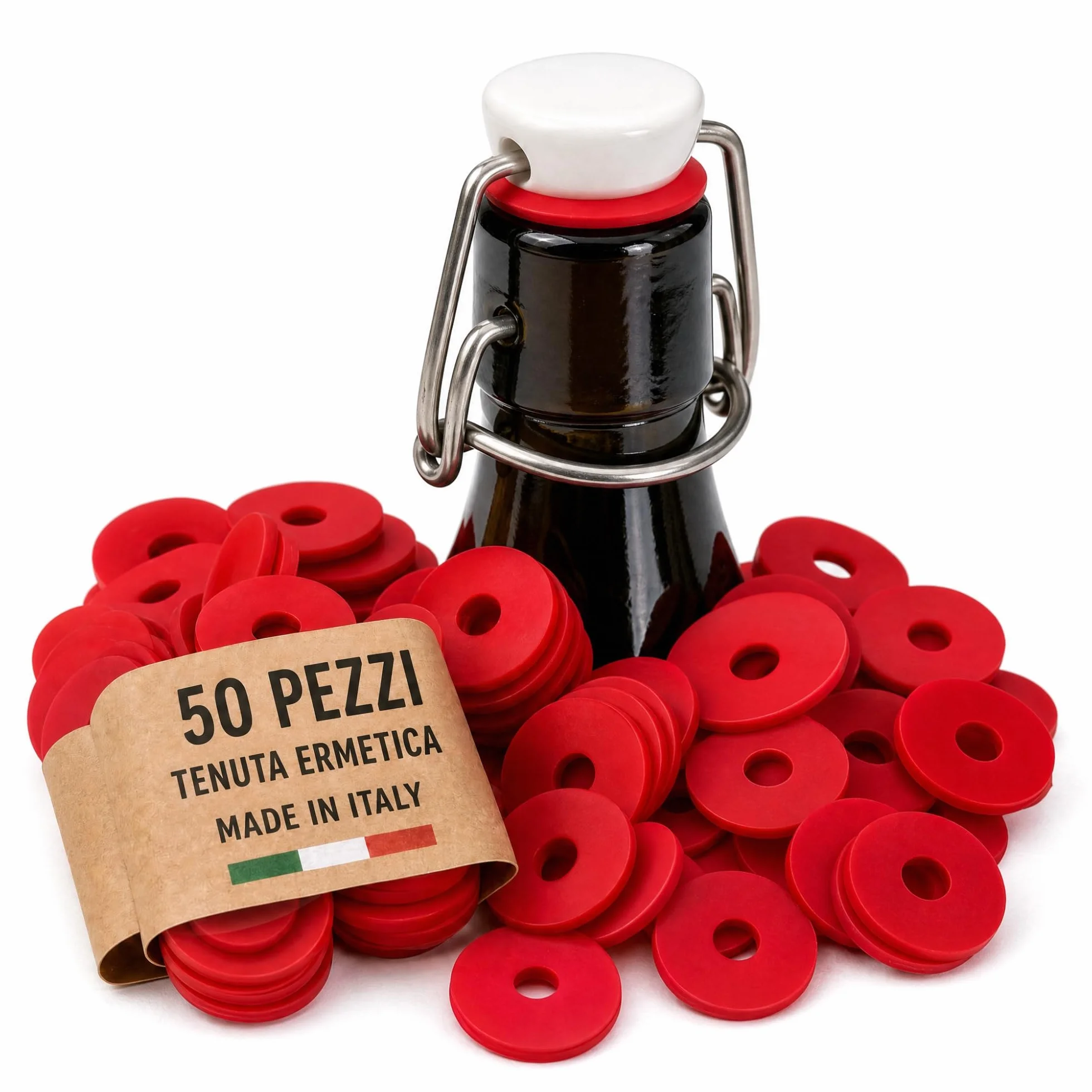 Guarnizioni per Bottiglie di Vetro in Gomma Universali Vigormat - 50 Pezzi Made in Italy