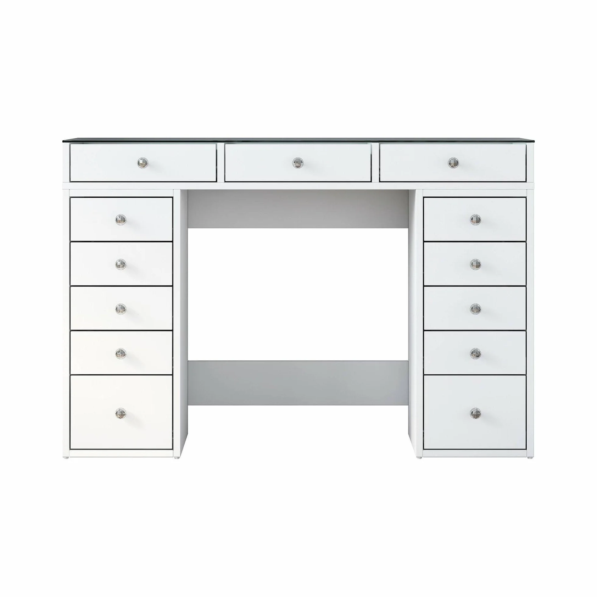 Dmora Cassettiera Boldone 44.5x120x79.8h cm Bianco 13 Cassetti Apertura Scorrevole, Chiusura Scorrevole