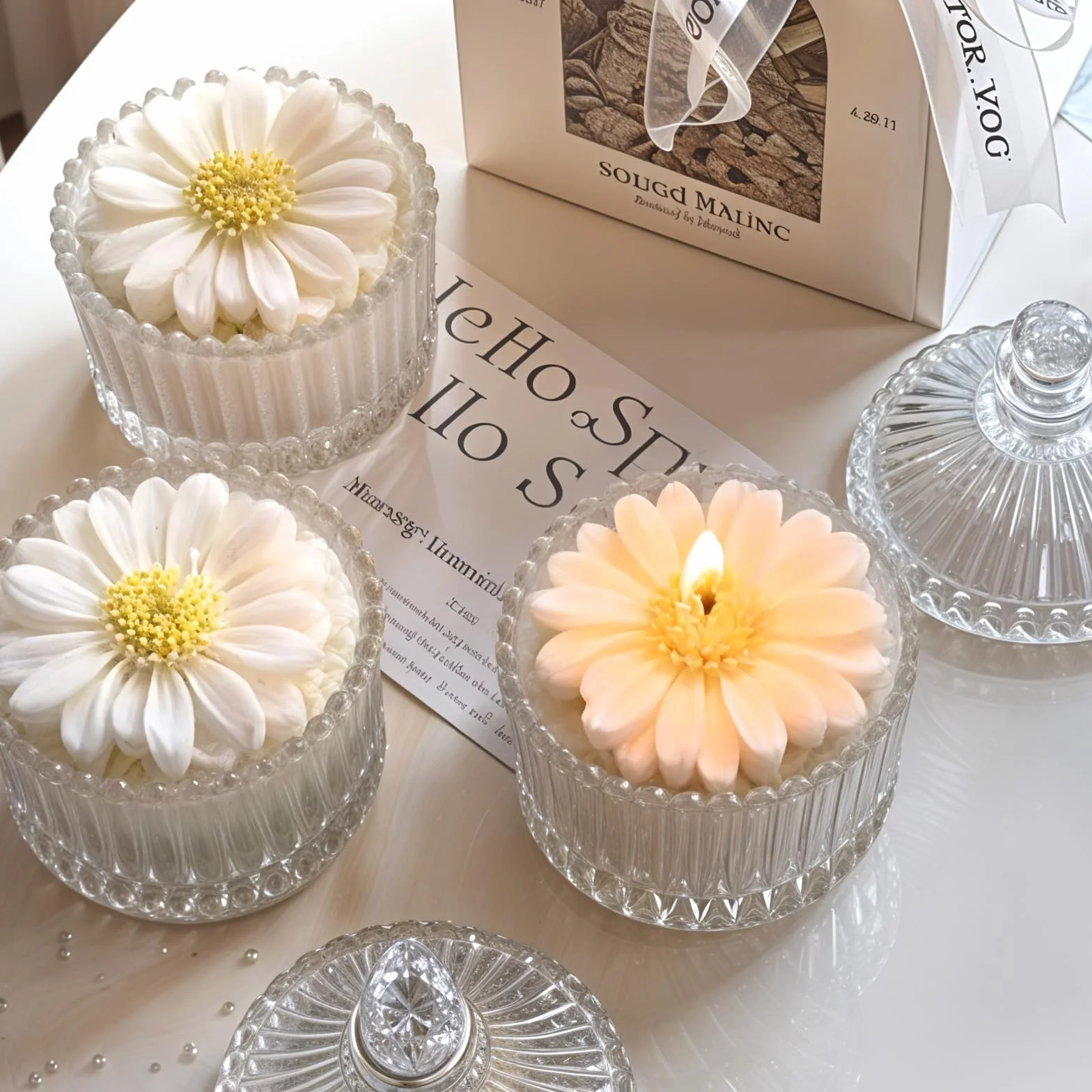 4 stampi in silicone per candele, stampi per candele in silicone 3D, margherite, candele, fiori, candele, stampi per candele fai da te