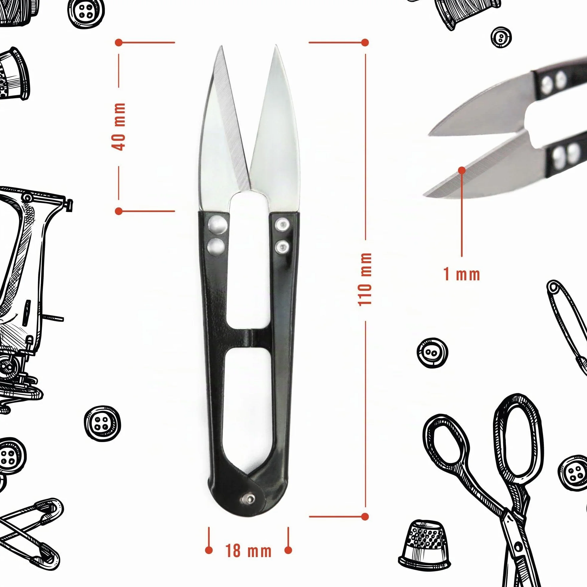 4x Forbici sarta professionali in acciaio inox - Piccole forbici sarta per il taglio preciso del filo, per l'artigianato e per la cura delle piante