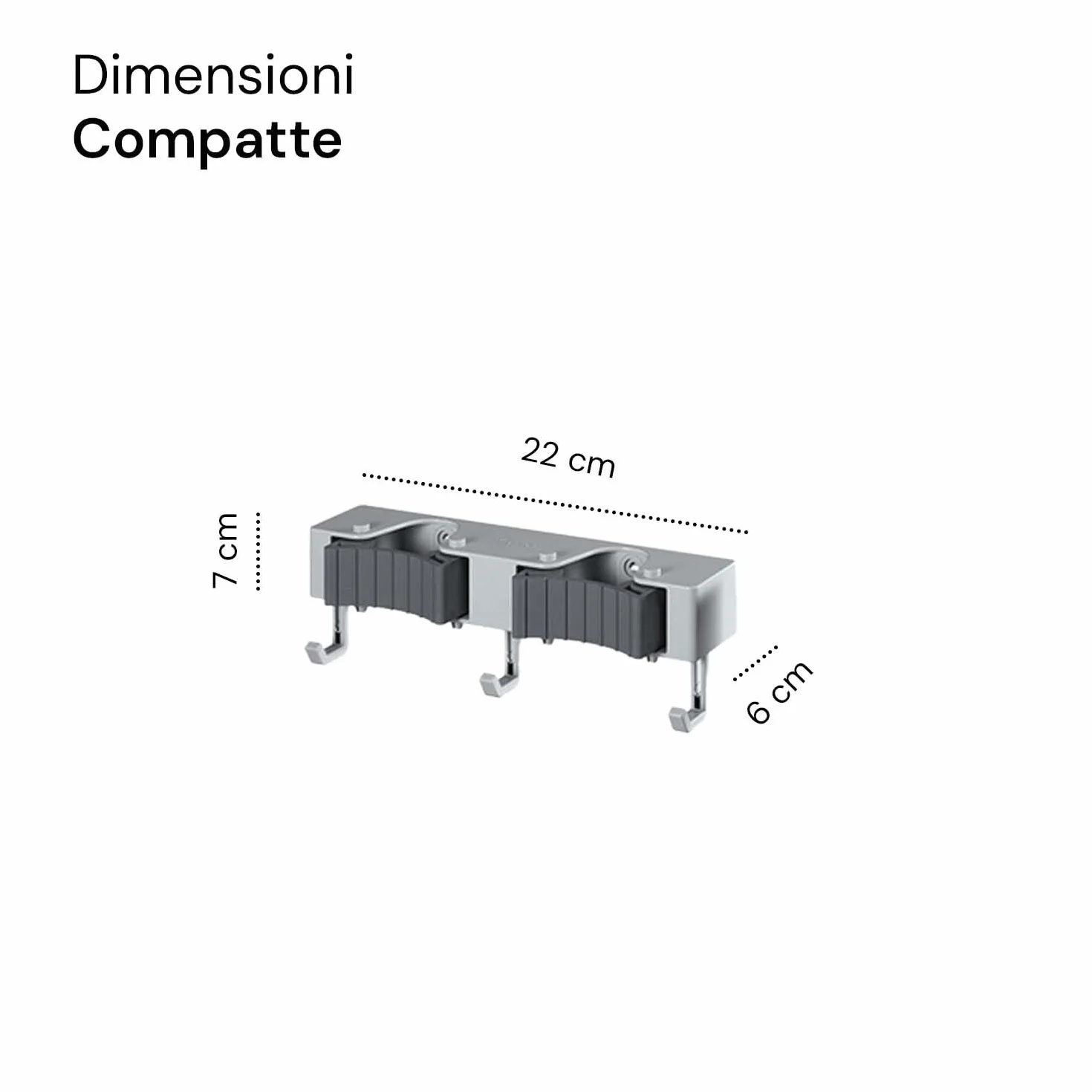 Avilia Set 2 Organizer Scope, Stracci e Spazzole da Parete - Supporto Porta Attrezzi per Pulizie con 3 Ganci, in Plastica e Silicone, 22x6x7cm, Grigio e Nero