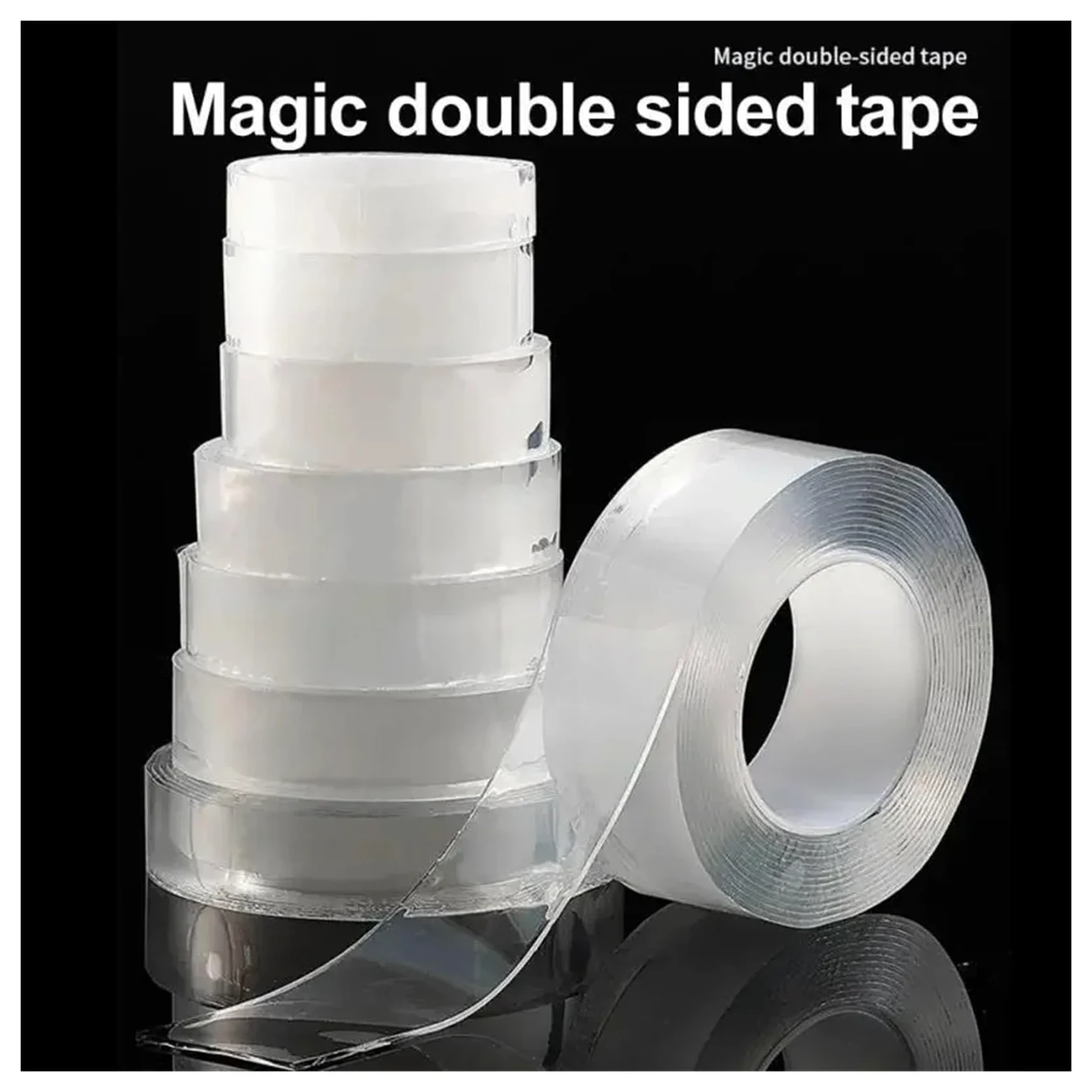 Nastro Biadesivo Super Resistente, Trasparente, Riutilizzabile, Impermeabile, Lavabile, for casa, Cucina, Bagno, Adesivo(5m,10mm)