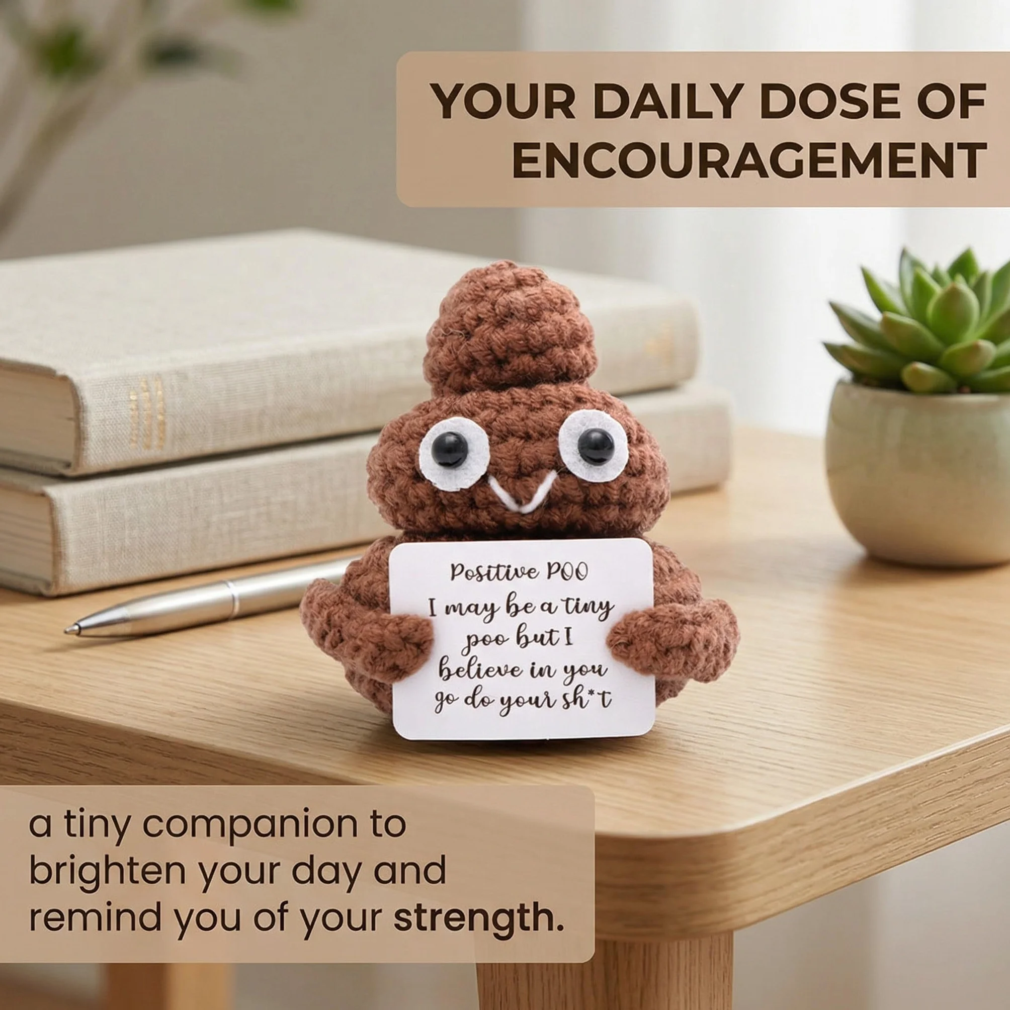 Poo Puppe con Carta di Energia Positiva, Portafortuna, Incoraggiamento, Fatto a Mano, Regalo di Compleanno, Regalo di Pronta Guarigione, Supporto Emotivo