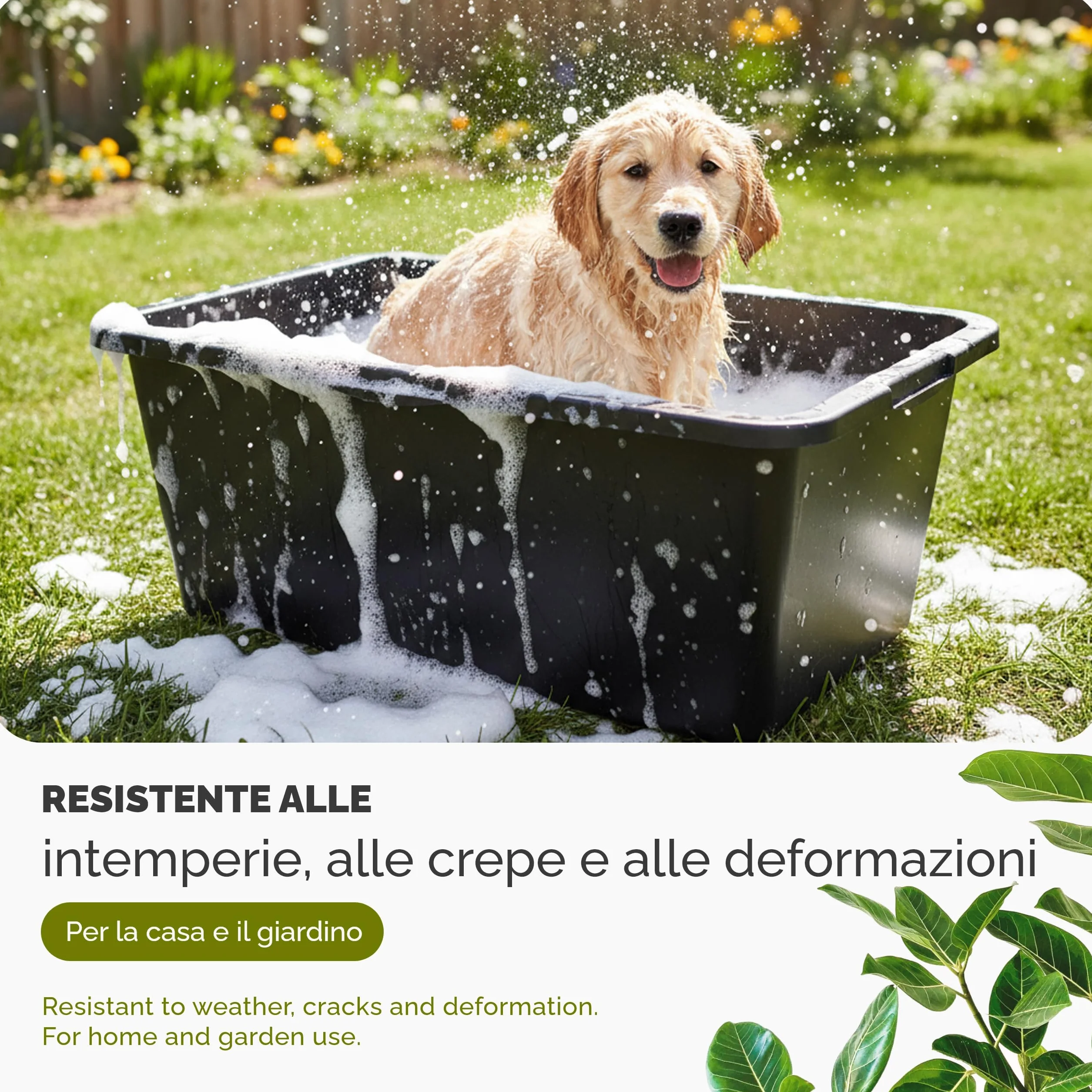 Garronda Vasca per Malta 80 L Rettangolare – mastello robusto in plastica riciclata, contenitore e vasca da muratore per cemento, giardino o officina GD-0169