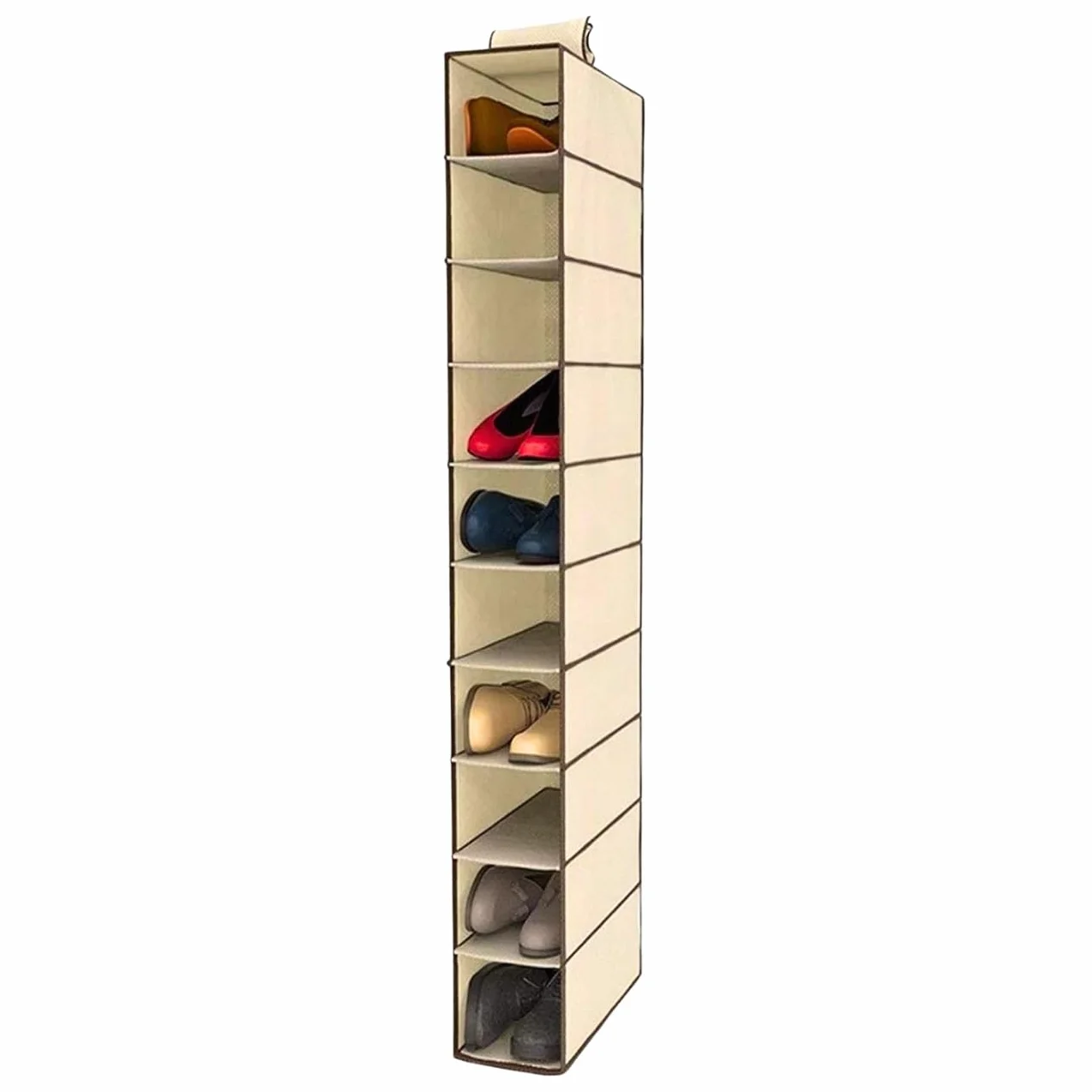 Scarpiera in tessuto da appendere nell'armadio Mensola pensile per organizzare le scarpe con 10 ripiani. Armadio in stoffa per riporre le borse delle scarpe. Scarpiera 15x30x120cm