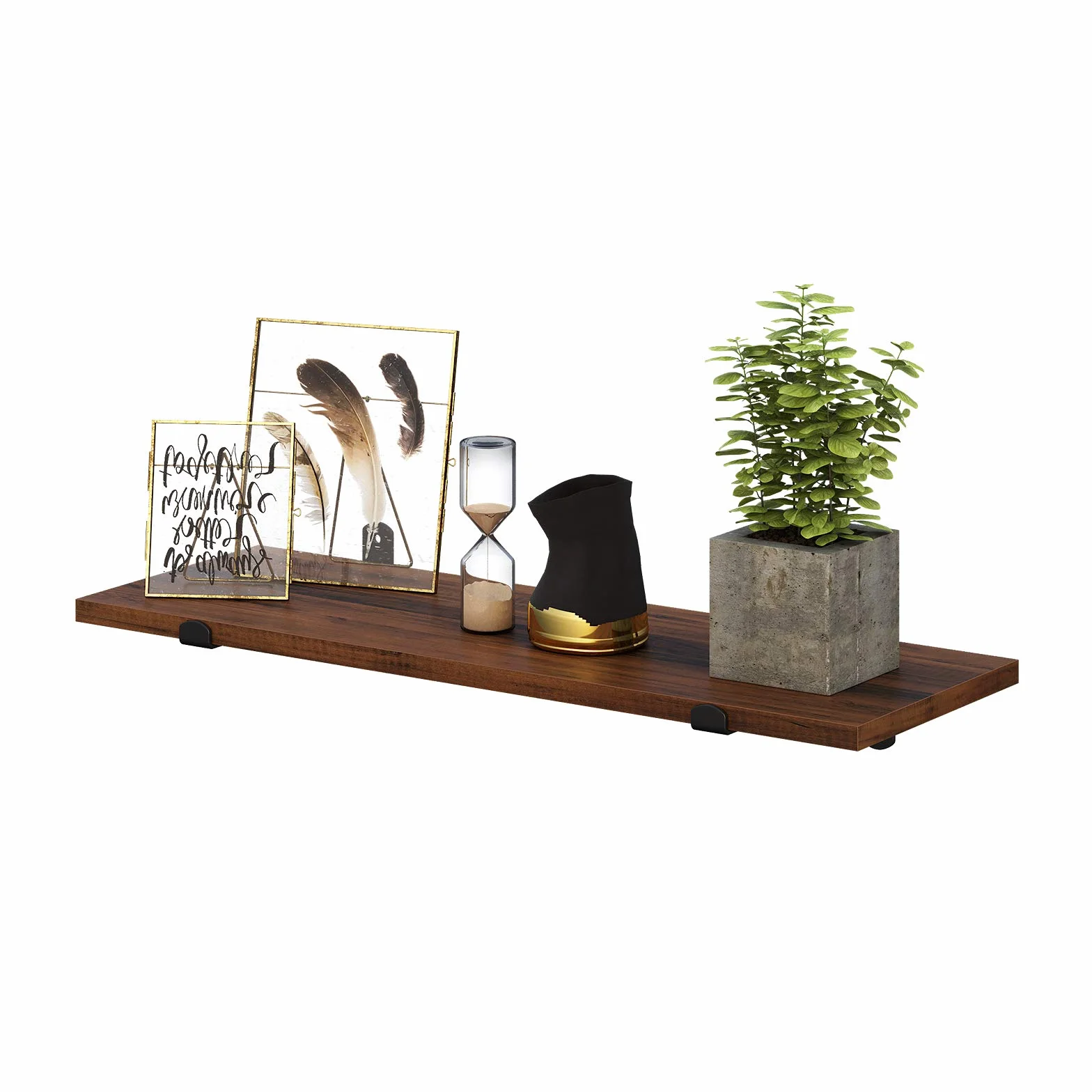 SONGMICS Mensole da Parete Set di 2 mensole galleggianti, Decorative, Stile retrò, carico Max. 15 kg/unità, 60 x 20 x 7 cm, MDF Marrone e Nero LWS04NB