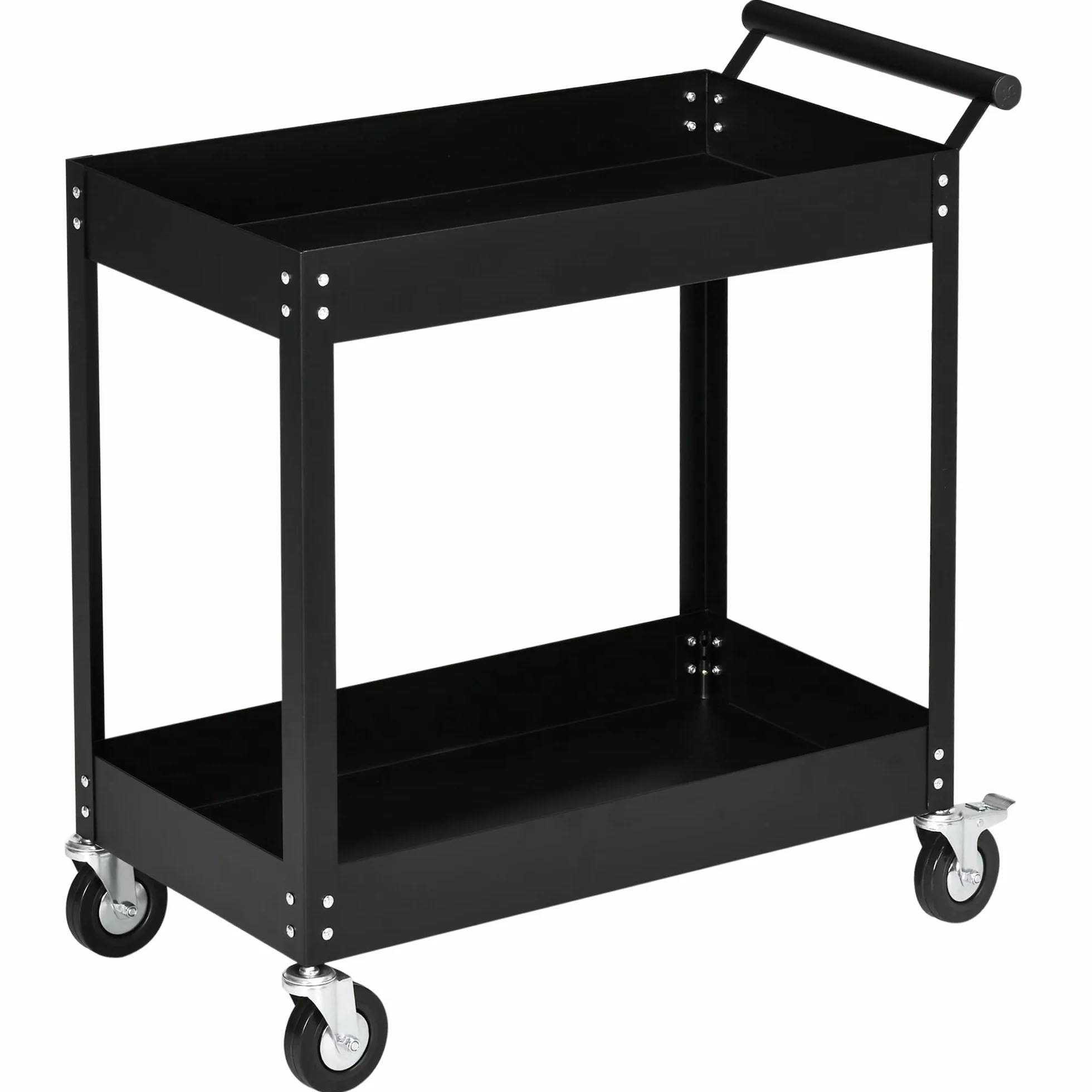 DURHAND Carrello Porta Utensili a 2 Ripiani, Officina Garage Acciaio 84.5x38x84cm Nero