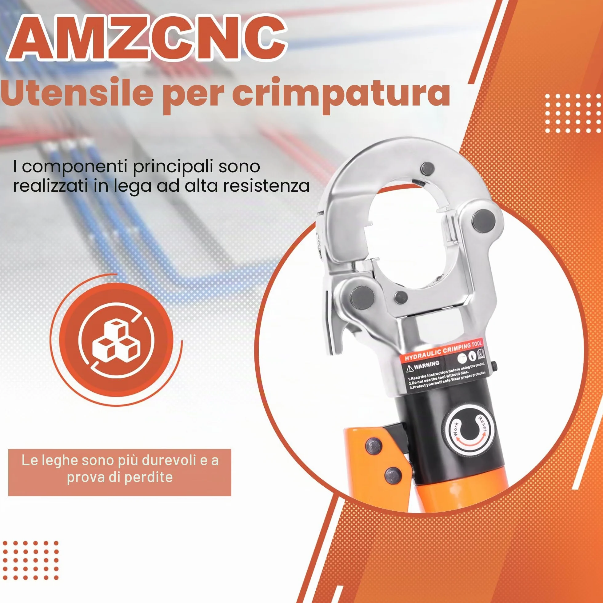 AMZCNC Pinza a pressa professionale con profilo TH, 16-20-26-32, set di utensili a pressione con testa girevole a 360°, per tubi compositi con raccordi del contorno TH, TH26, TH32 con