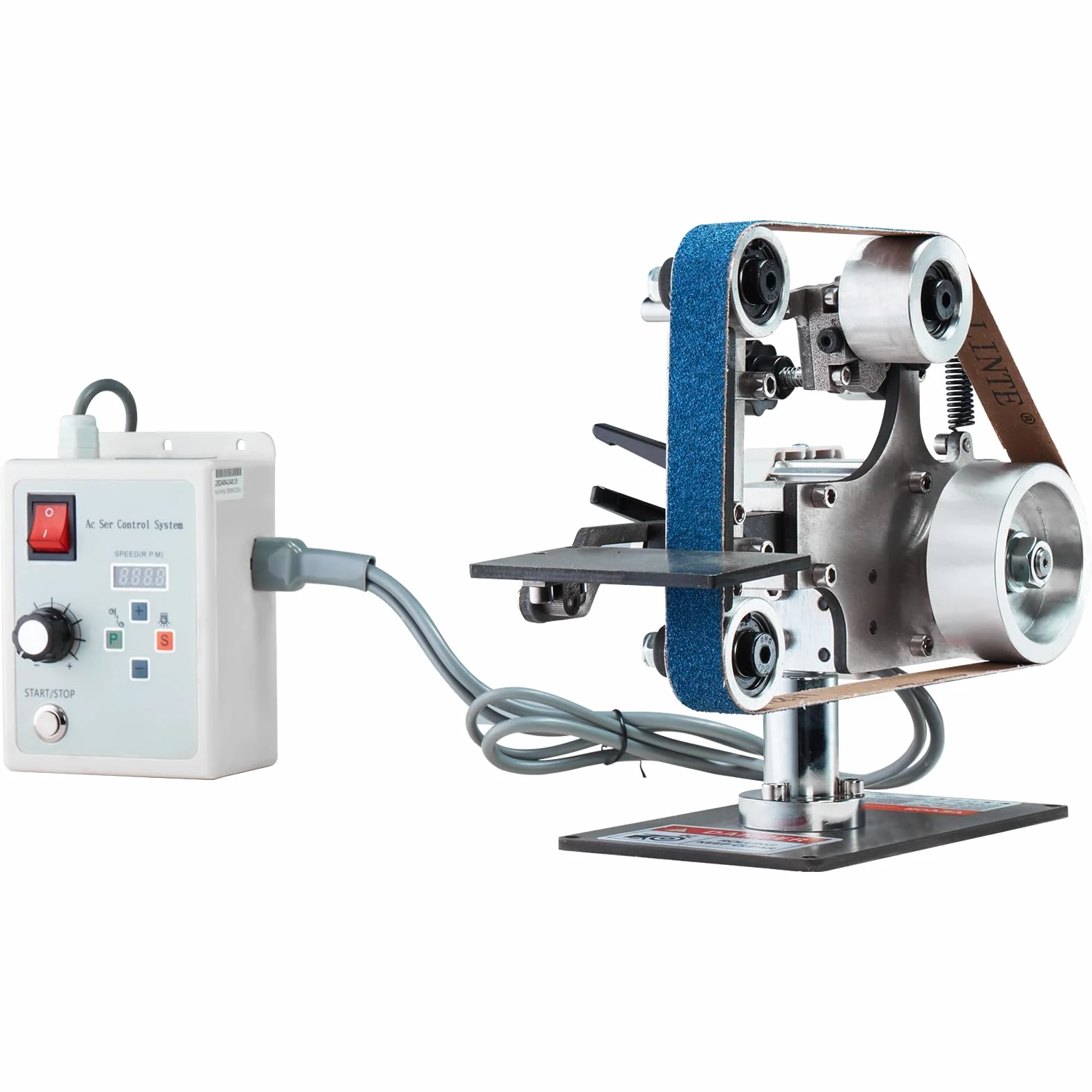 VEVOR Lucidatrice a Nastro a Velocità Variabile 762 x 25 mm con VFD, Levigatrice per Lucidatura 550 W con 2 Stampi Smerigliatura e 3 Nastri Abrasivi per Lavorazione Metalli, Produzione Coltelli
