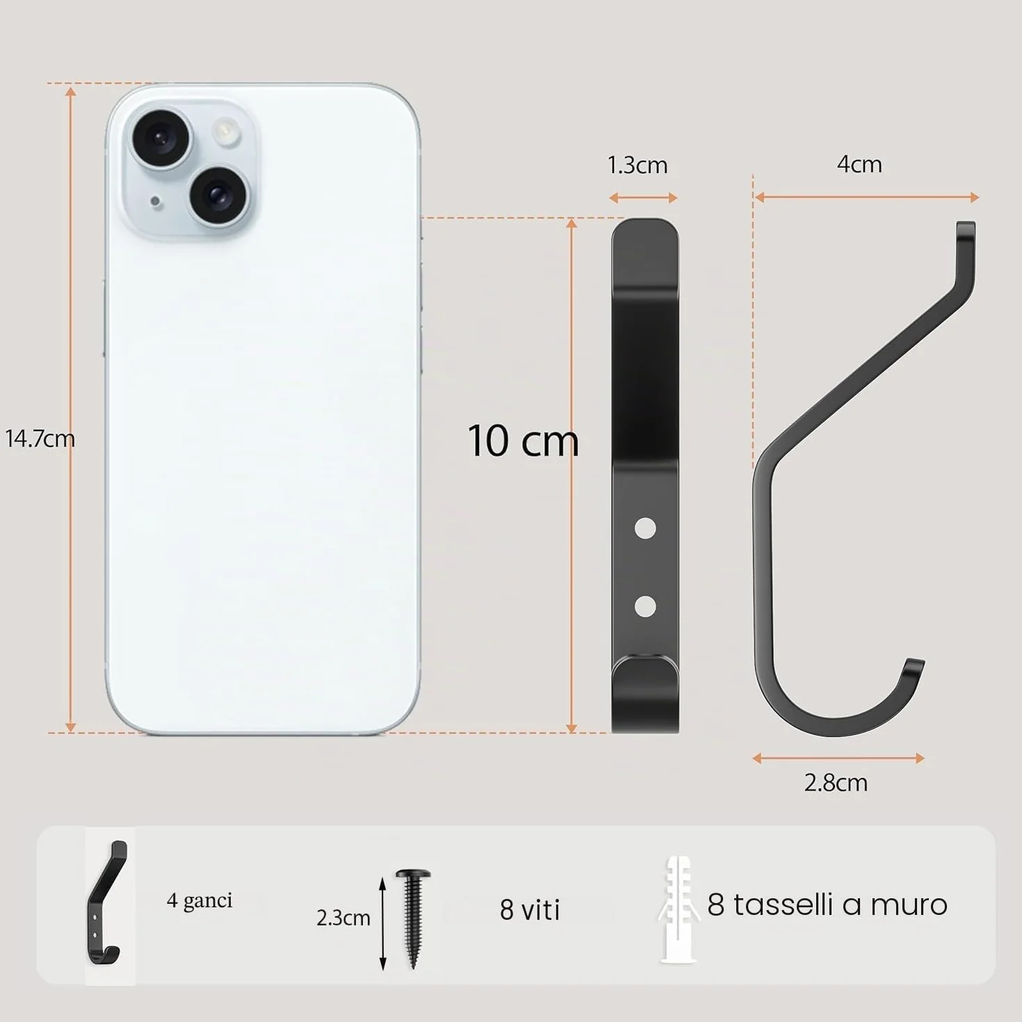 Susswiff Ganci Appendiabiti da 10 Pezzi, Ganci a Vite per Pannelli Acustici, Metallo Nero 10 cm