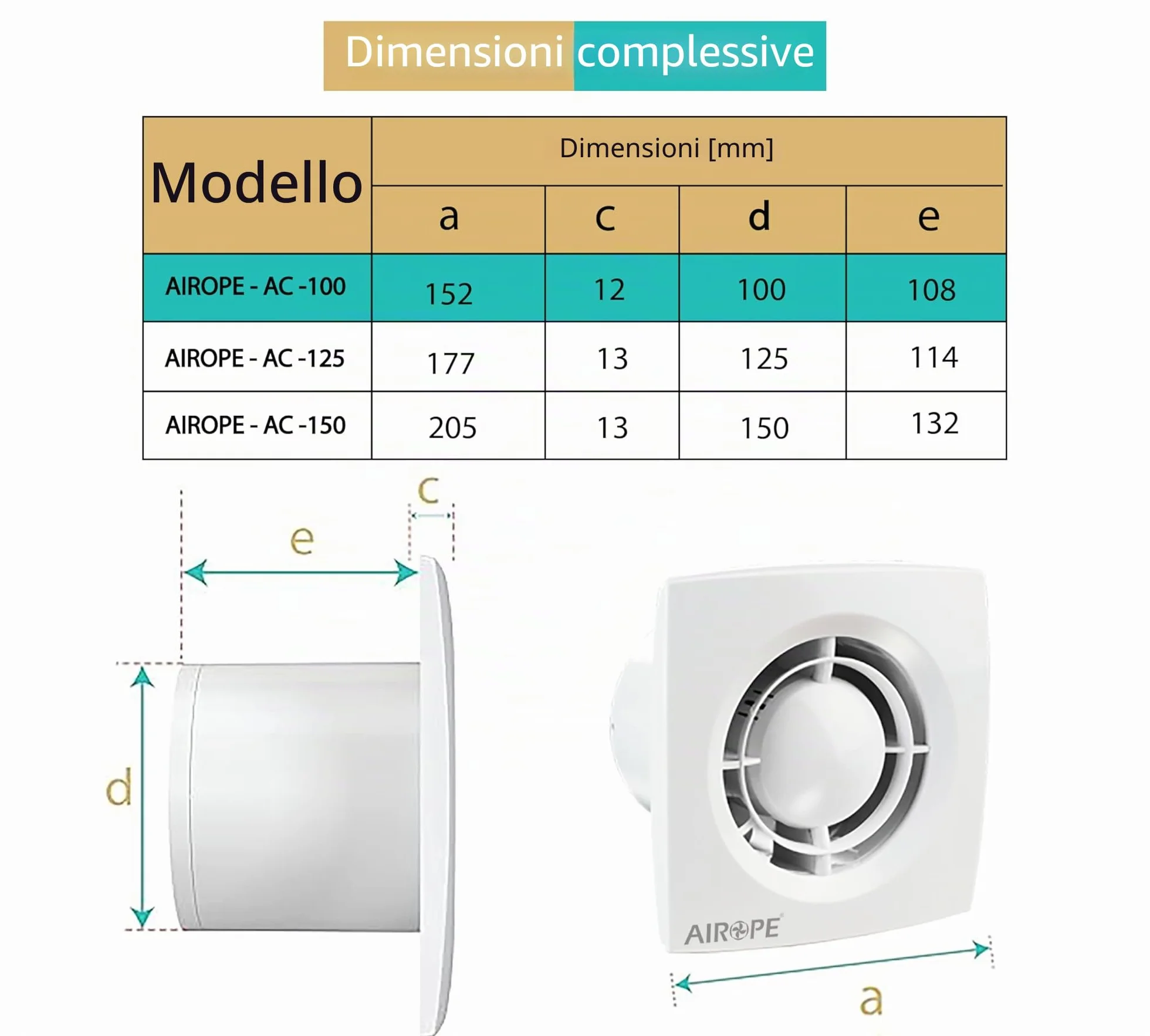 Ventola Estrazione 100 mm 99 m³/h Silenzioso Bagno WC Cucina