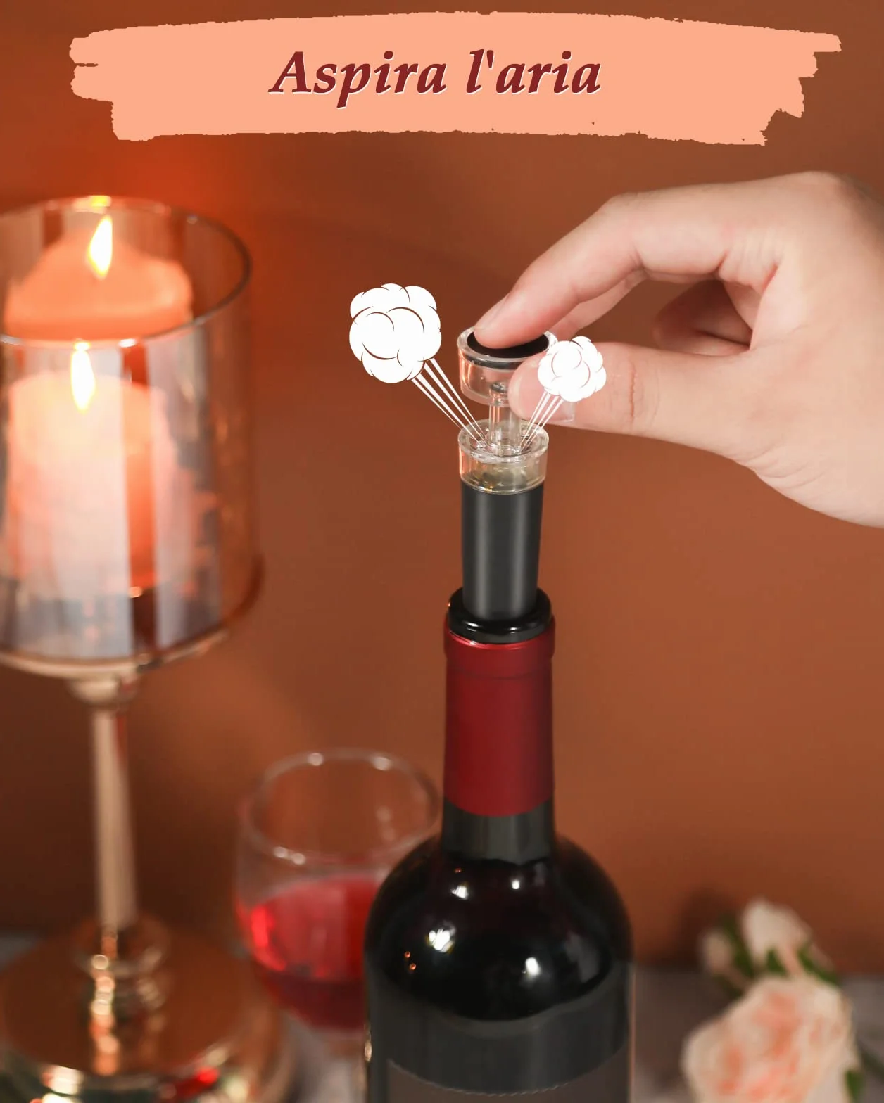 Rovtop Cavatappi Elettrico per Vino, 5 in 1 Apribottiglie, Stappa Bottiglie Elettrici automatico si apre rapidamente con Tappo del Vino,Versatore, Set Apri Bottiglia Vino Regalo, Kit Vino