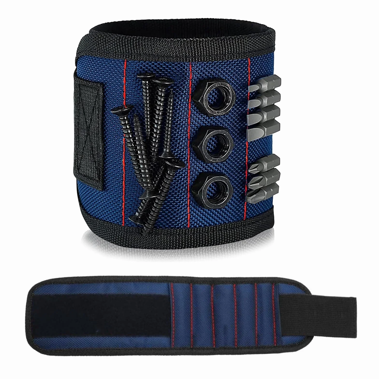 Bracciale Magnetico con 15 Potenti Magneti, Polsino Magnetico per Viti Chiodi e Bulloni, Regalo Uomo Originale per Festa del Papà e Compleanno