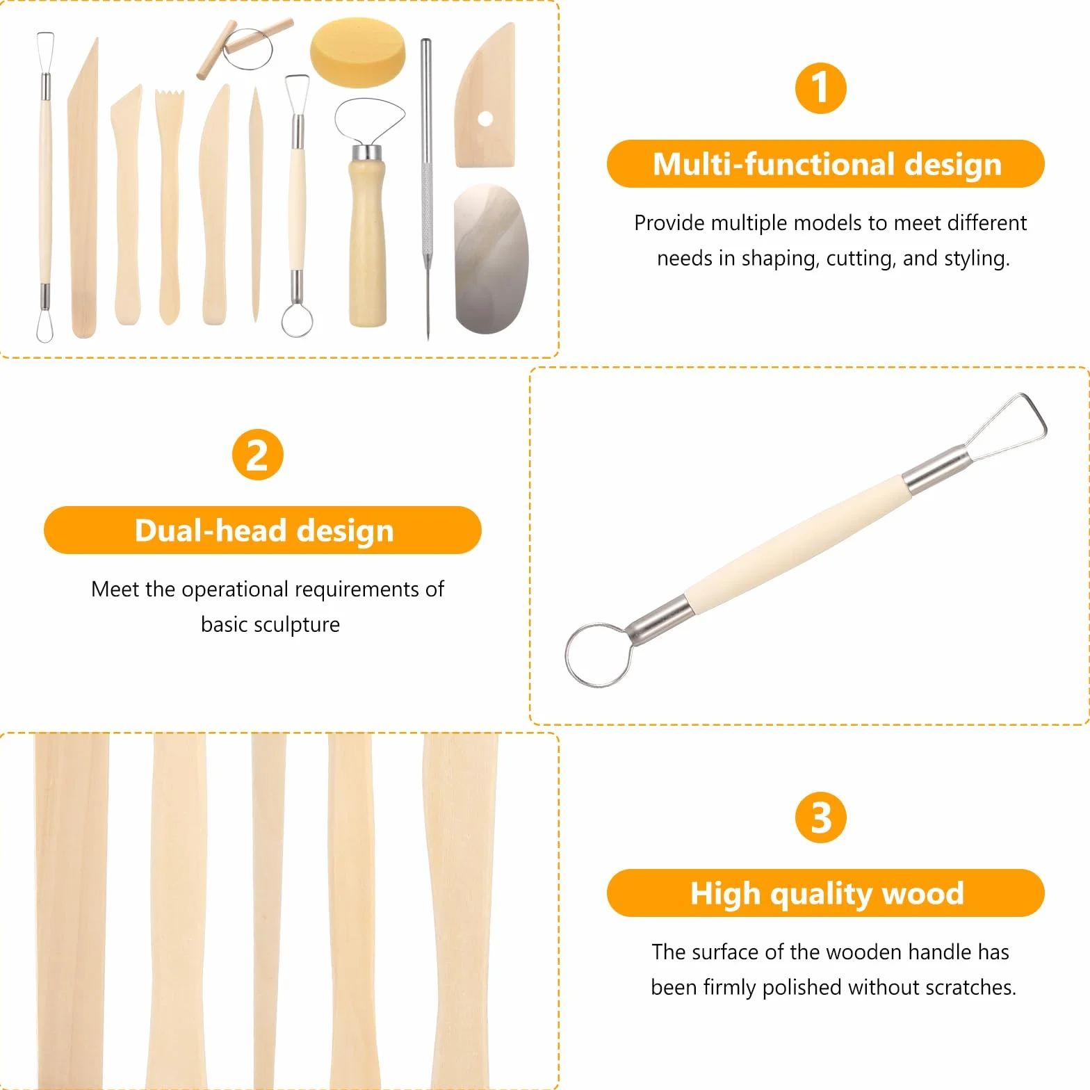 13 Kit Ceramica da Modellare, Strumenti Kit Argilla Attrezzi Scultura, Attrezzi Ceramica Set di Strumenti per Modellare Argilla Polimerica, Kit per Scultura, Kit per Intaglio Modellazione Fai Da Te