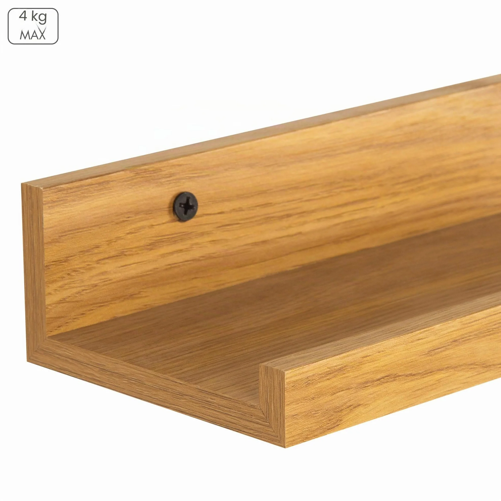 AKTIVE Max Home Set di 2 mensole da parete, 25 cm, peso massimo supportato 4 kg, effetto rovere, sospese, per quadri, decorazione, soggiorno, sala da pranzo, cucina, bagno (18486)