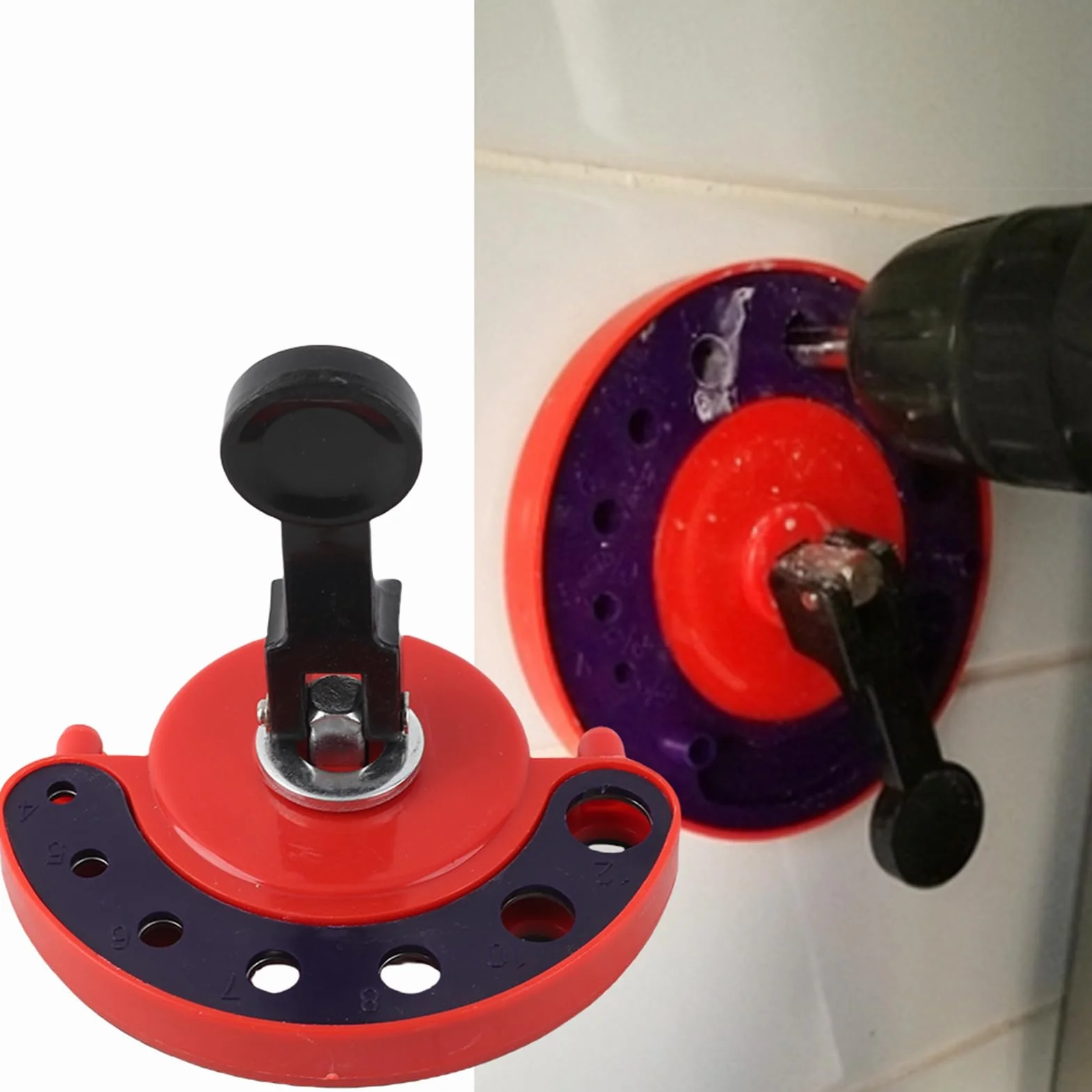 Punta Trapano per a Tazza per Vetro per Piastrelle con Guida per Punte Trapano con Base a Vuoto. Localizzatore di Aperture per Vetro per Piastrelle con Ventosa 4-12 Mm