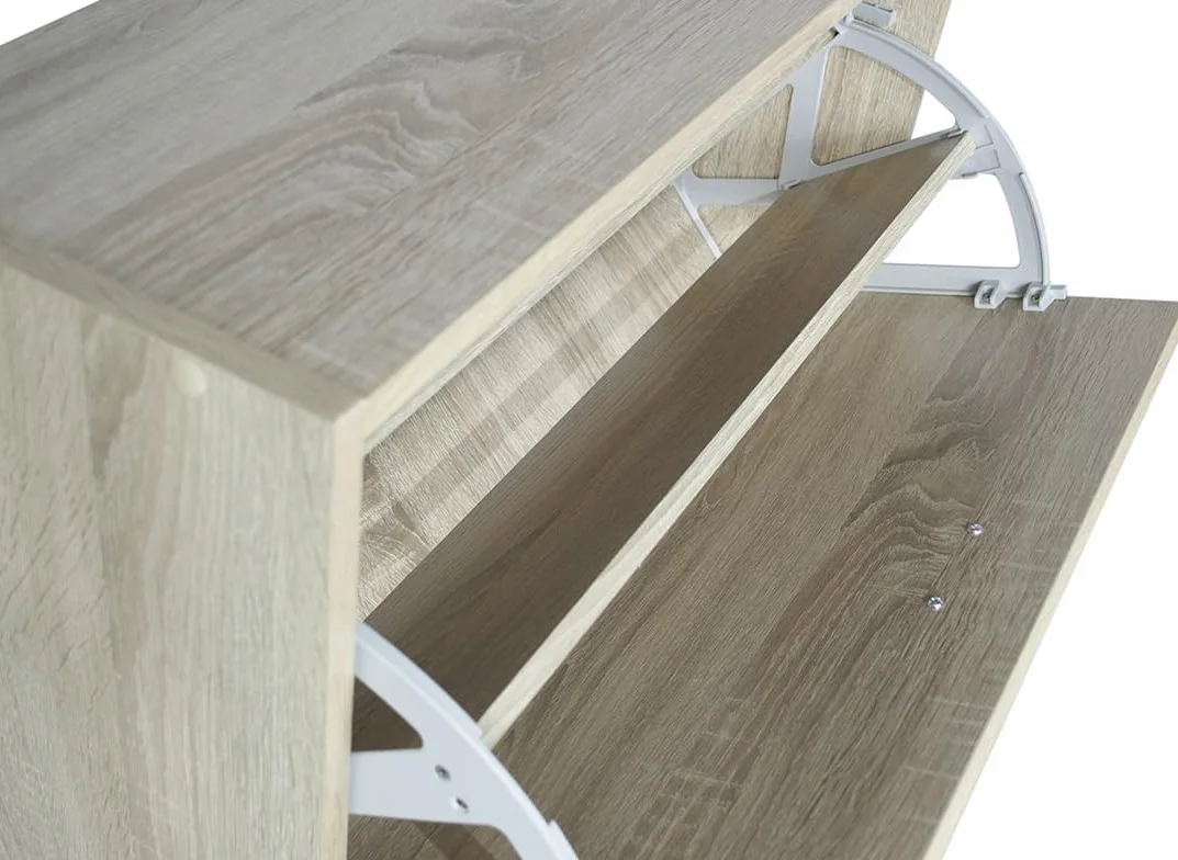 eacommerce Scarpiera in Legno Mobiletto Scaffale Organizer Scarpe Doppio Scomparto Slim (4 Ante - 63x24x150H cm, Bianco Nordico)