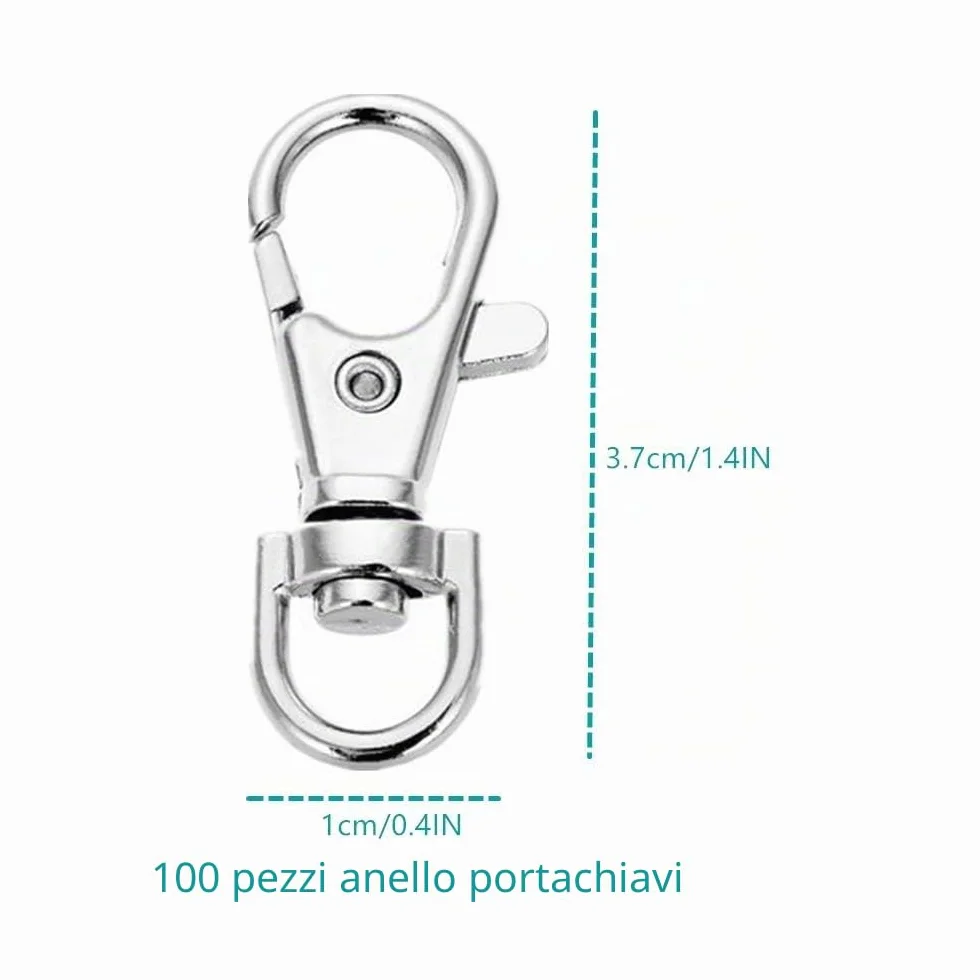 Girevole Cordino Snap Hook Con Portachiavi, Ganci in Metallo 100PCS