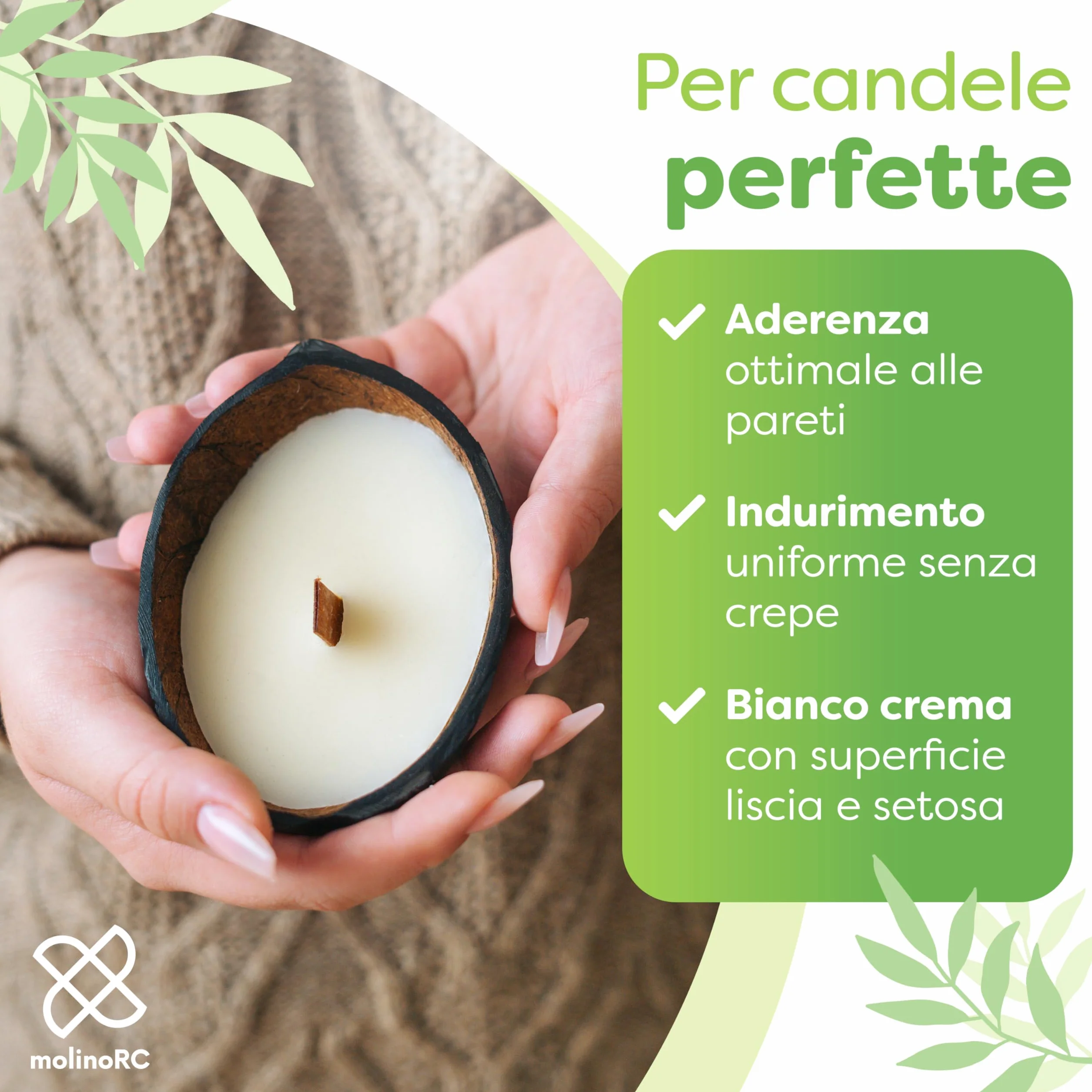 molinoRC 800g Cera di soia per Candele - Prima qualità - 100% Naturale, biodegradabile, Senza additivi - Combustione Pulita, Ideale per profumate - per stampi e Contenitore - Pratiche pastiglie