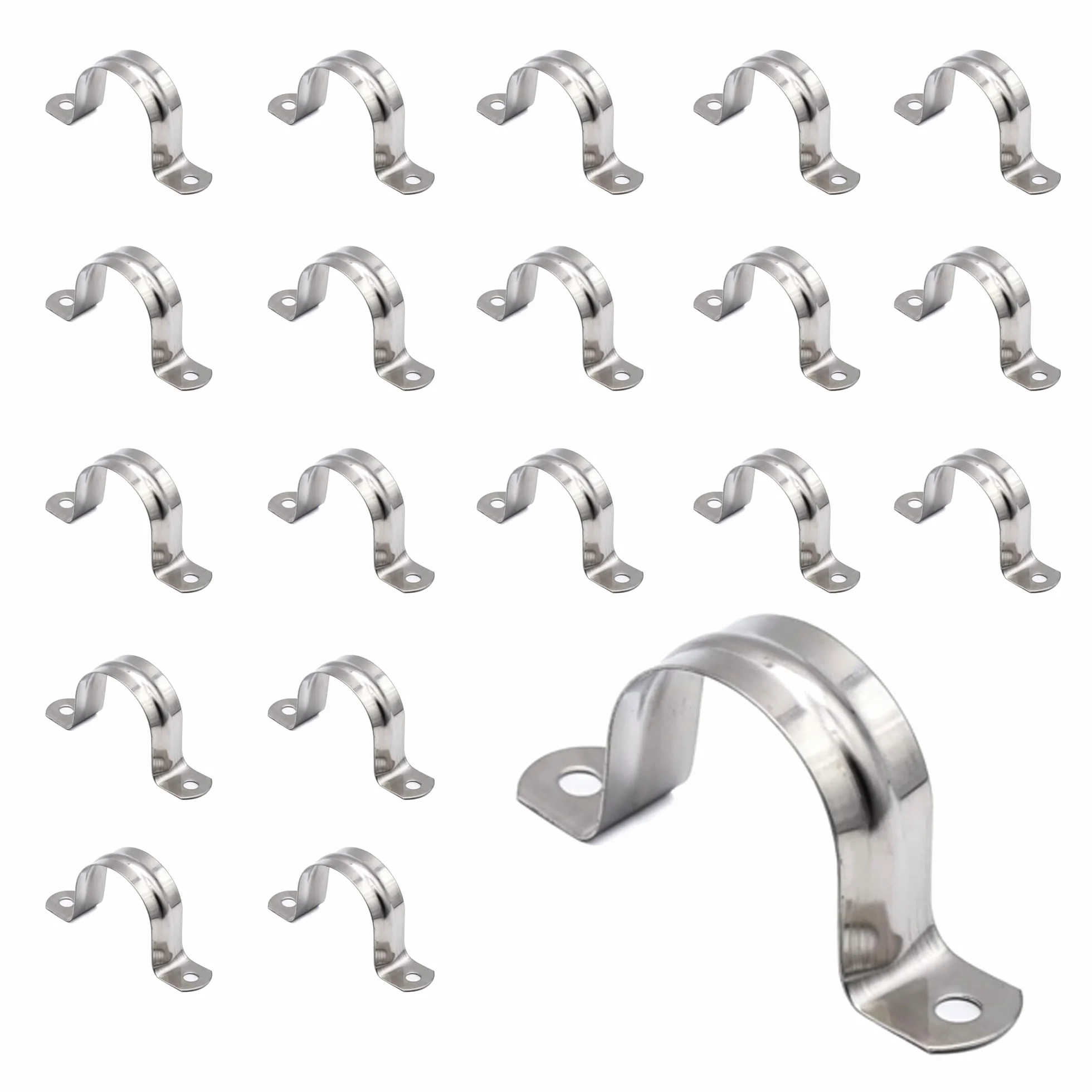 DOJA Barcelona | Morsetto per Tubi a U | 20 Unità | Collare a U per Tubo 20mm | Morsetti a U | Morsetti per Tubi U | Supporto Tubo | Staffe a U Tonde per Fissare Tubi, Anello di Connessione