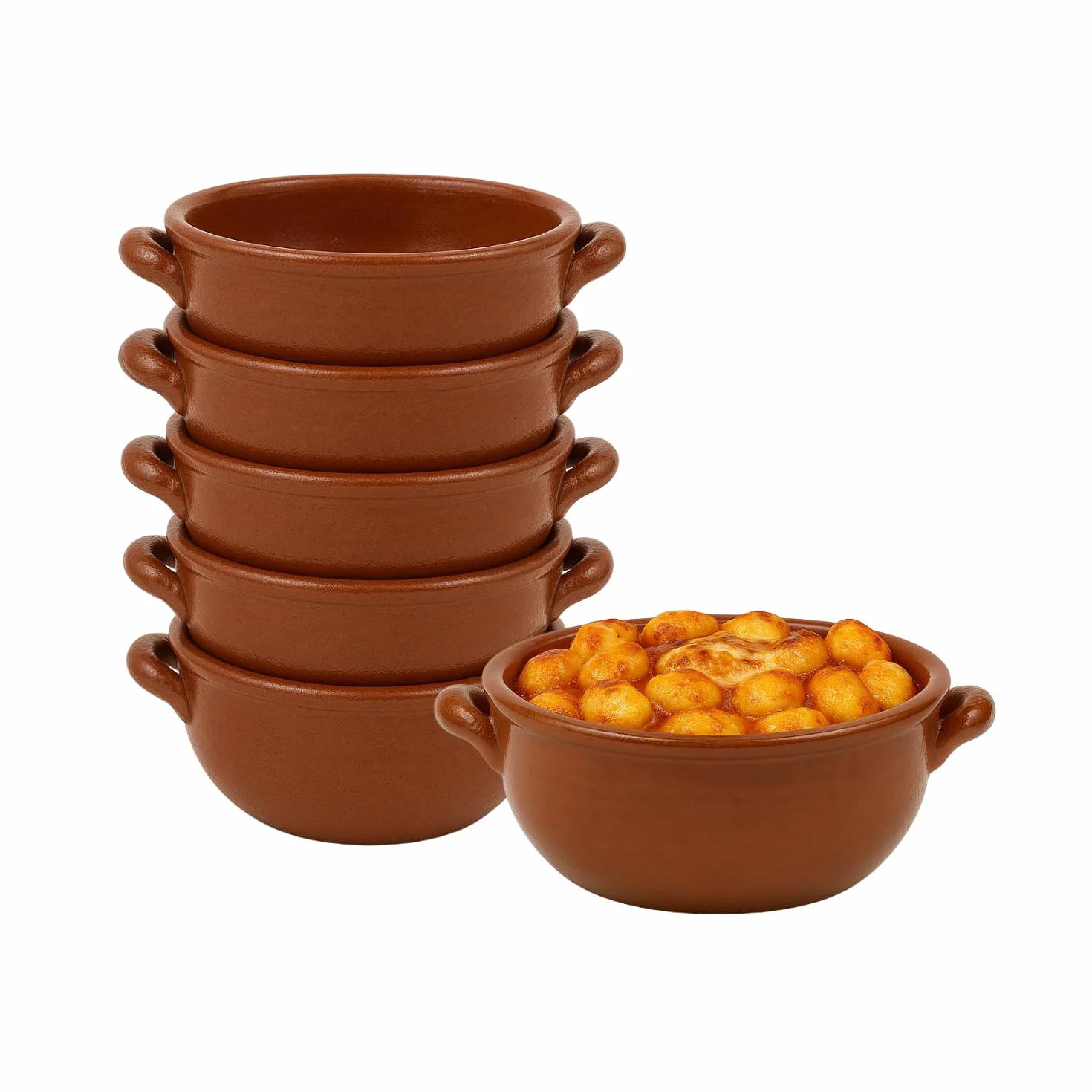 Virsus 6 Tegamini Coccio Monoporzione Terracotta Ciotole 14x6 cm Forno Pasta al Forno Made in Italy