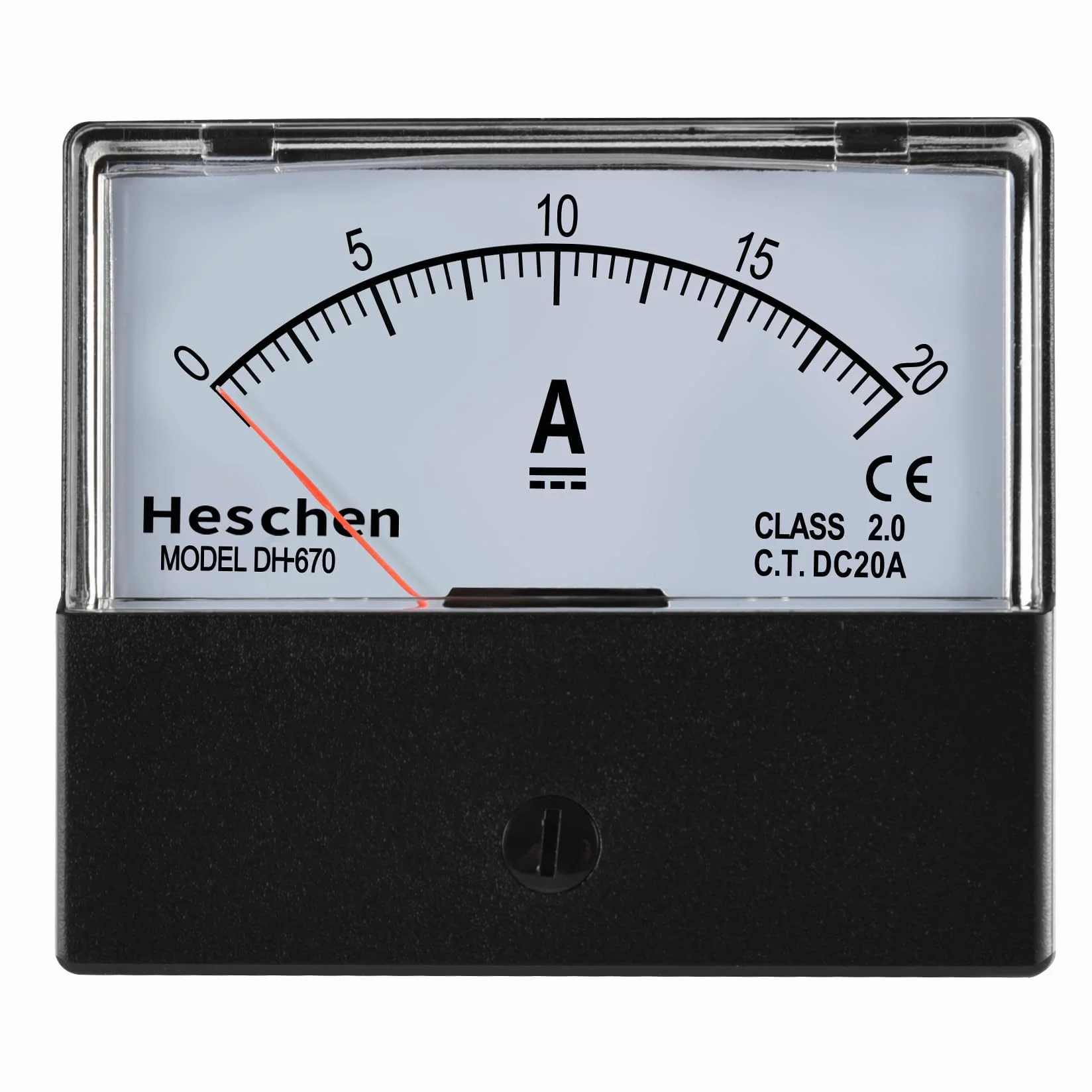 Heschen Rettangolo pannello montato misuratore di corrente amperometro, DH-670, DC 0-20A, 670 stile, classe 2.0