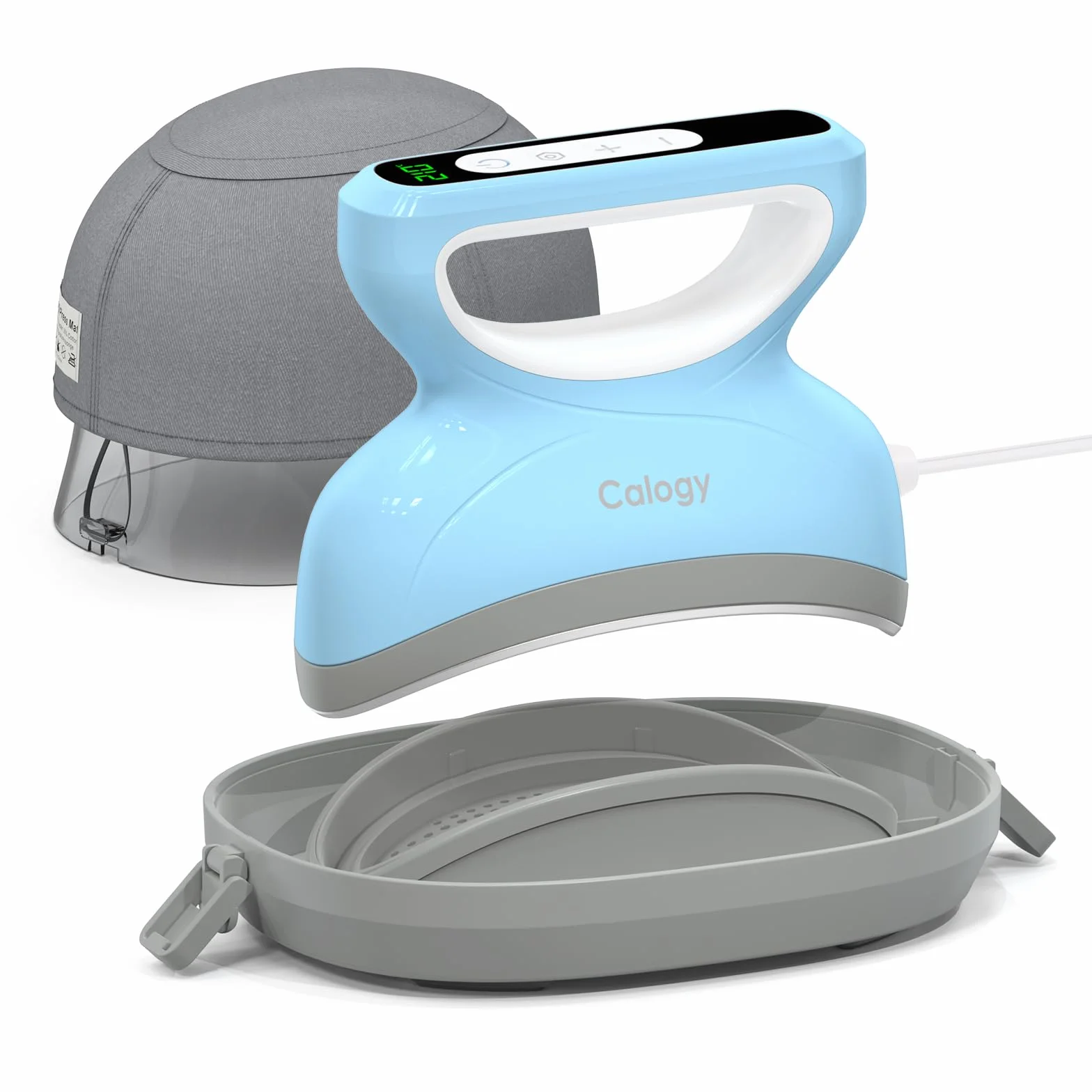 Calogy Mini Pressa a Caldo per Cappelli con Conto alla Rovescia, Temperatura Massima 210℃, Base Rotonda per Cappelli, Berretti, Snapback, Cappello da pescatore, Cappello da sole