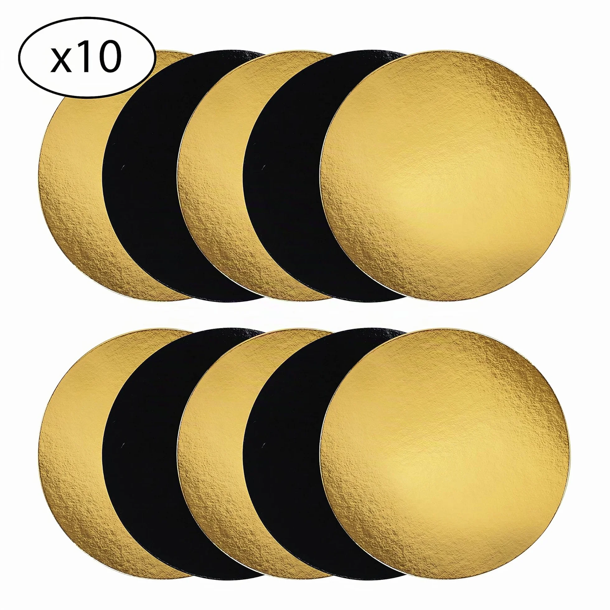 Set di 10 supporti per torte in scatole Oro/Nero 30 cm