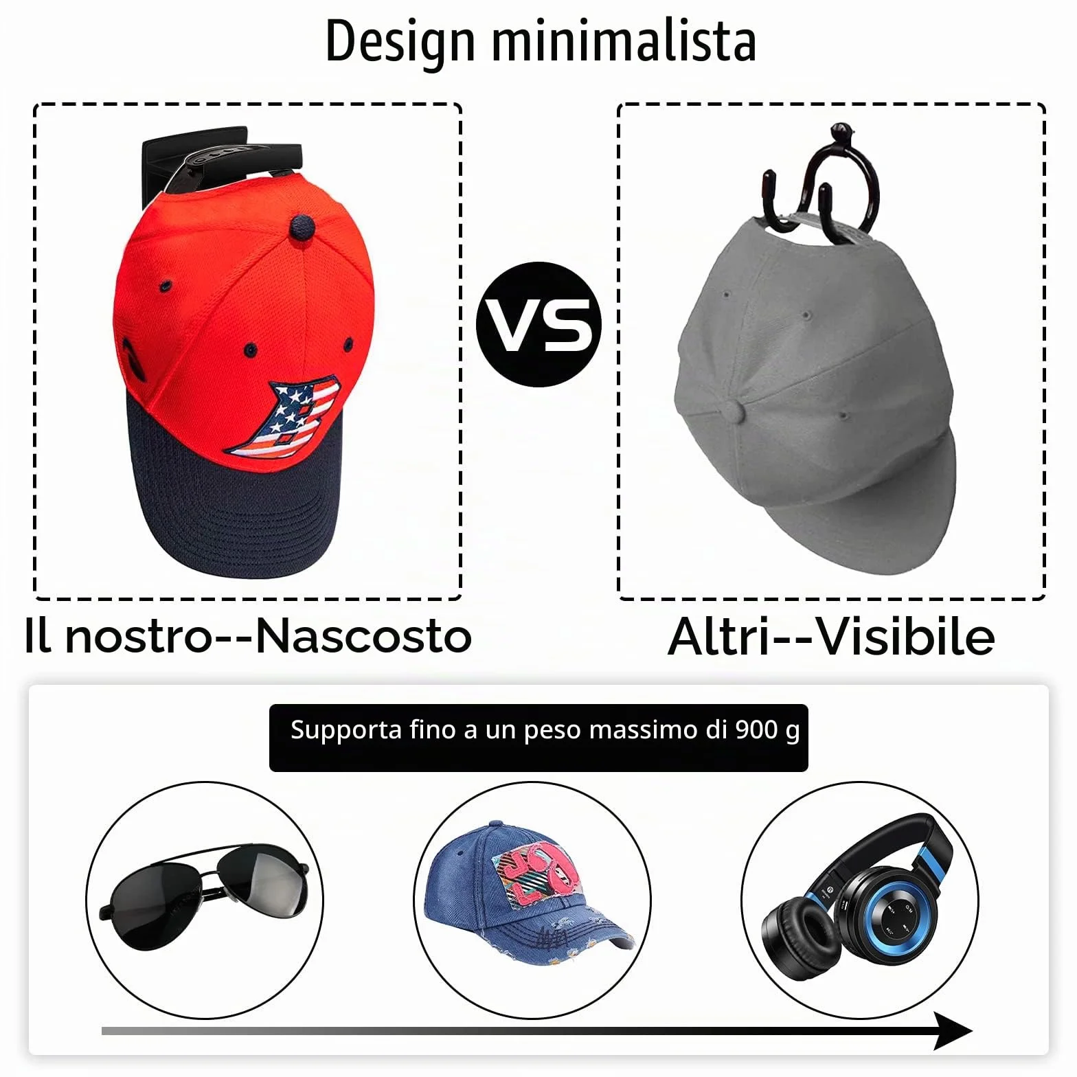 Vibbang 10 Pezzi Ganci per Cappelli Organizzatore Porta Cappelli a Parete Senza Perforazione Nero